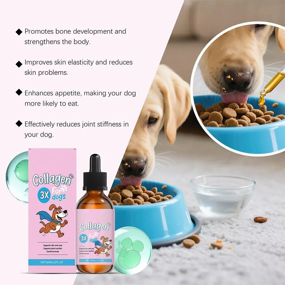 60ml Dog hair conditioner Dog Pet Collagen Based Staple Food Combined With Nutritional Supplement Drops Gentle Formula - AMAZON FACTORY