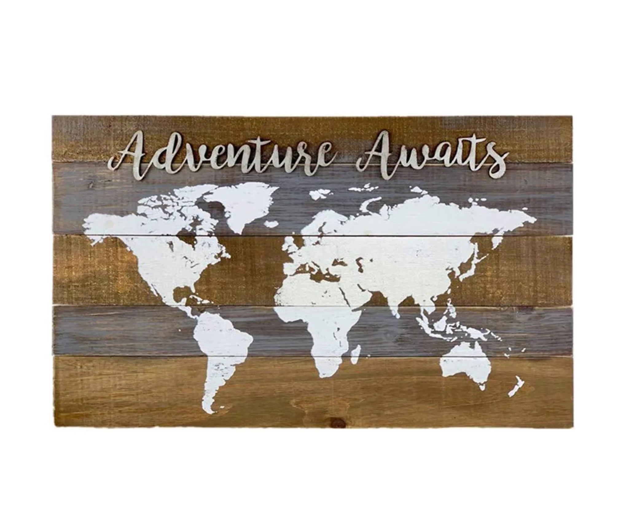 Adventure Awaits World Map Wood Wall Decor- Farmhouse Rustic Wood Wall Plaque-Vintage Adventure Decor,16.75"H x 28"W-AMAZON FACTORY