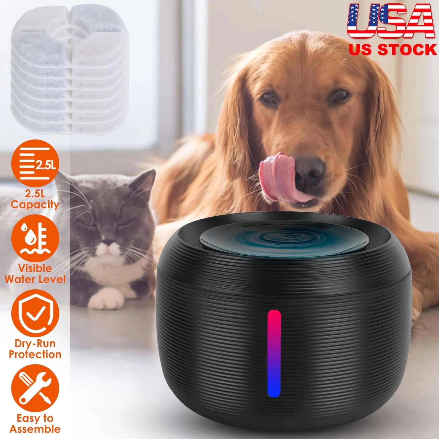 Smart Pet Water Fountain – 2.5L / 84oz for Dogs & Cats-AMAZON FACTORY