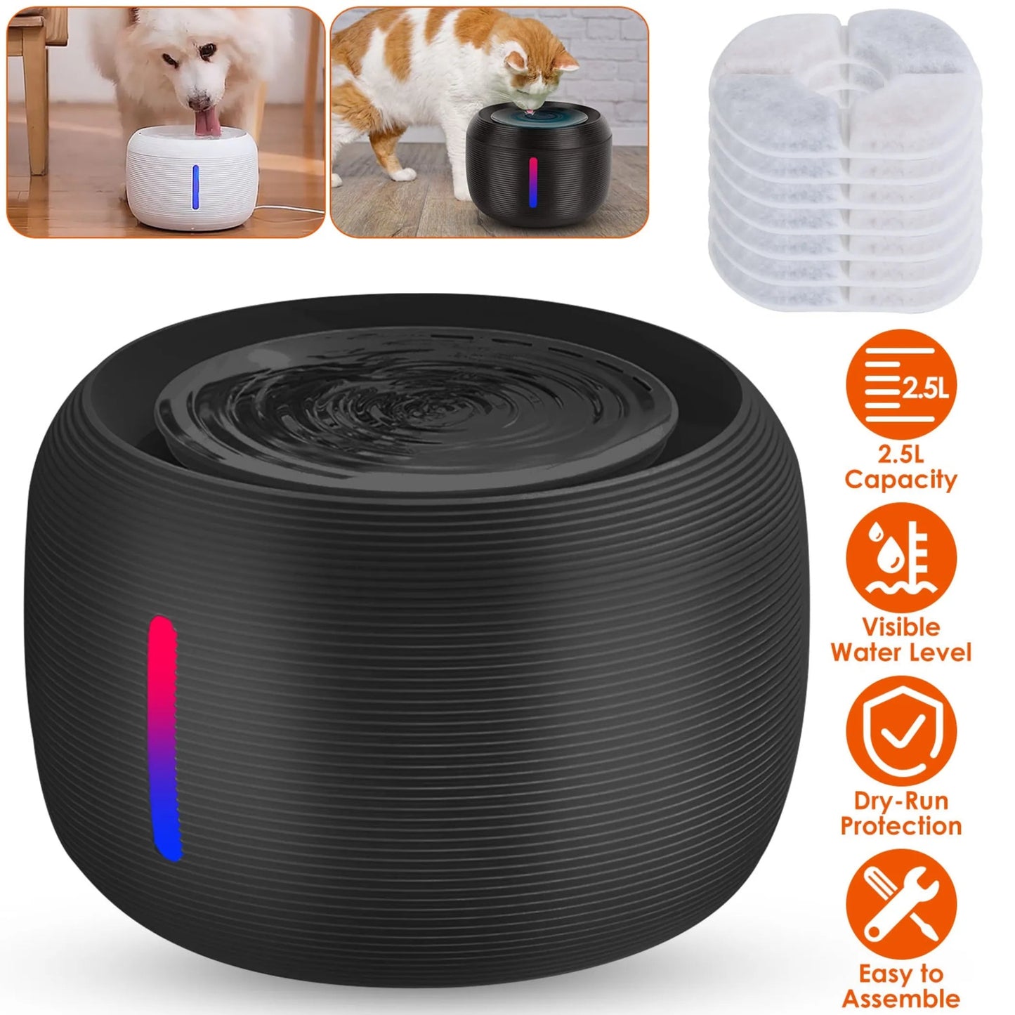 Amazon Factory - 2.5L 84.54OZ Pet Water Fountain Smart Pet "dogs and Cats"Drinking Fountain - AMAZON FACTORY