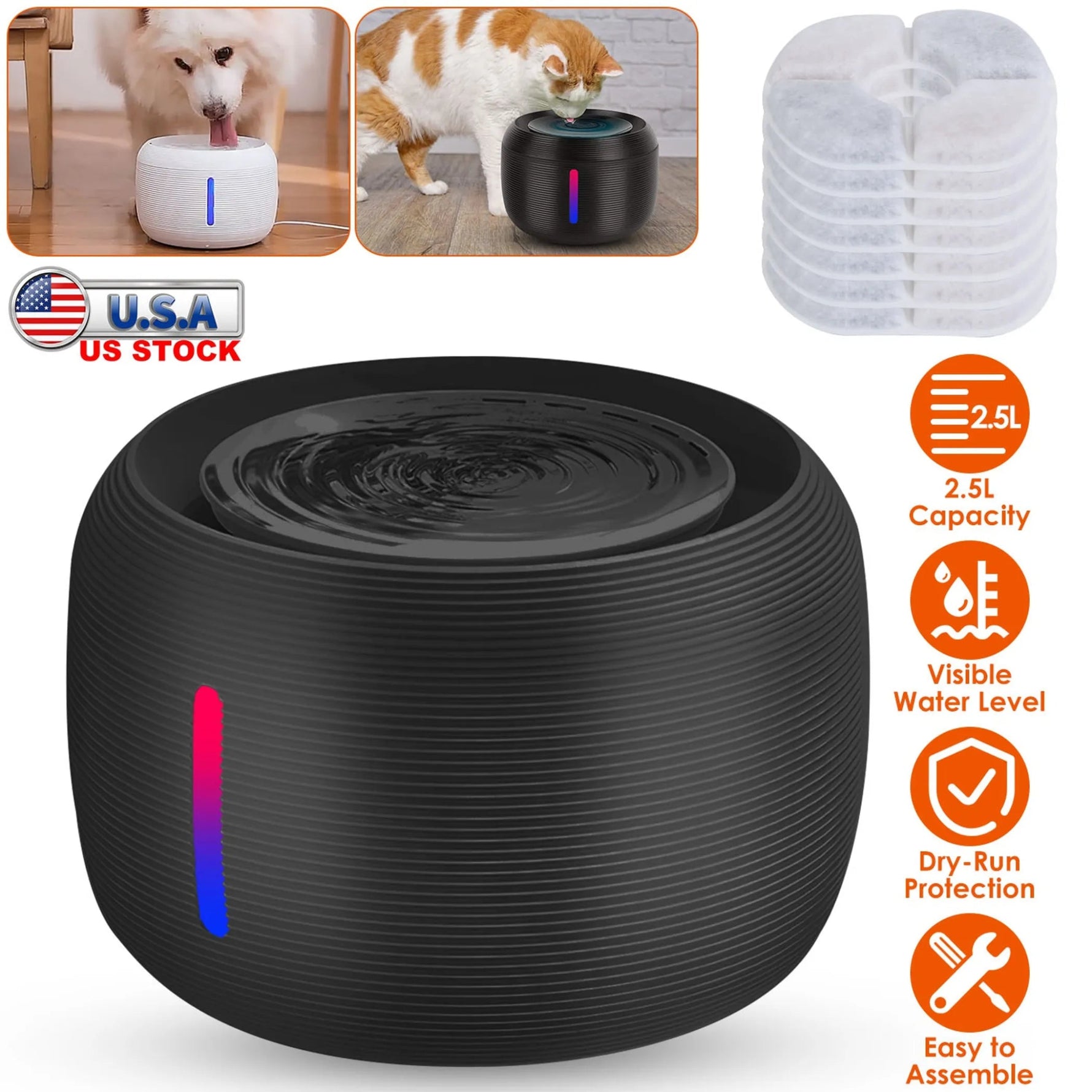 Smart Pet Water Fountain – 2.5L / 84oz for Dogs & Cats-AMAZON FACTORY