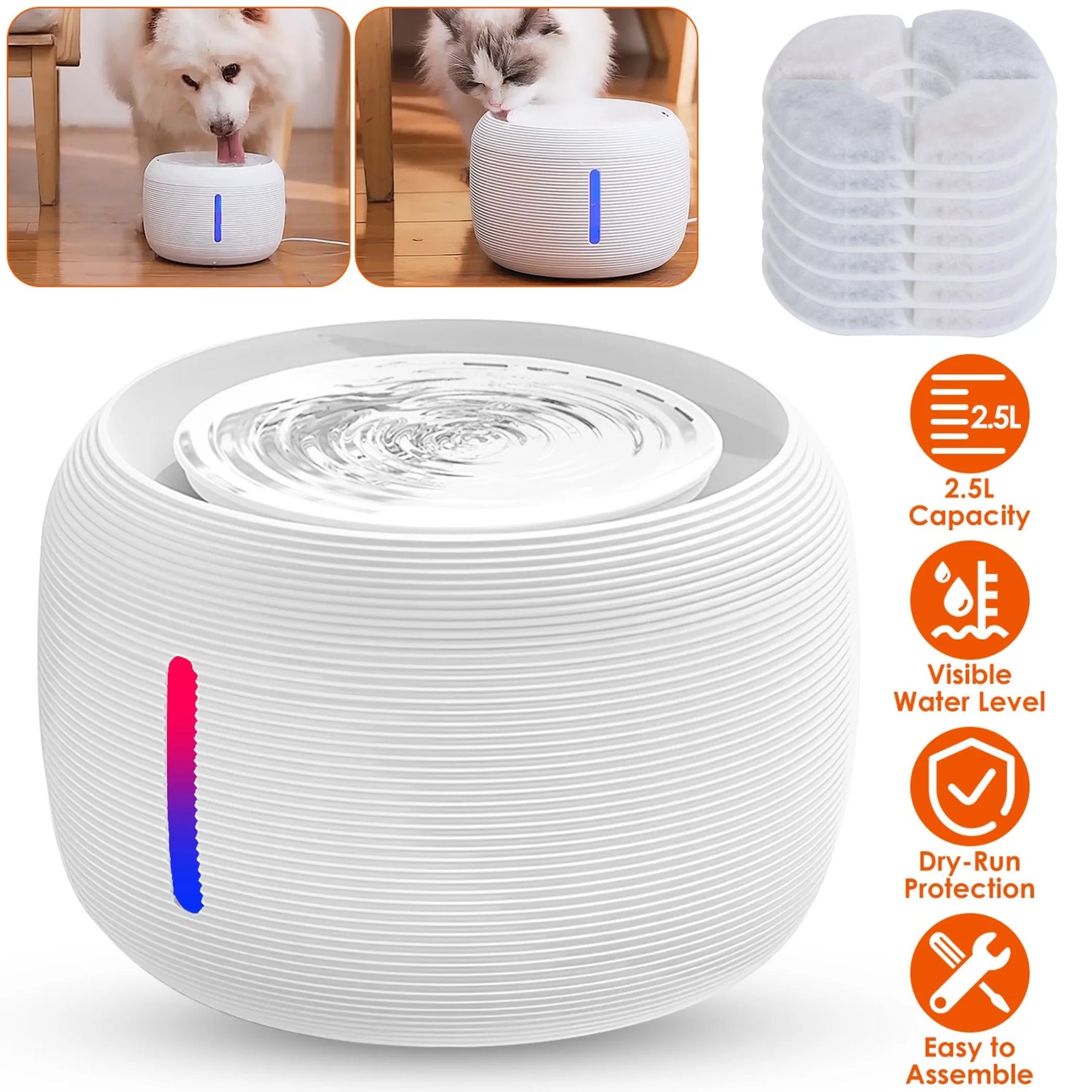 Smart Pet Water Fountain – 2.5L / 84oz for Dogs & Cats-AMAZON FACTORY