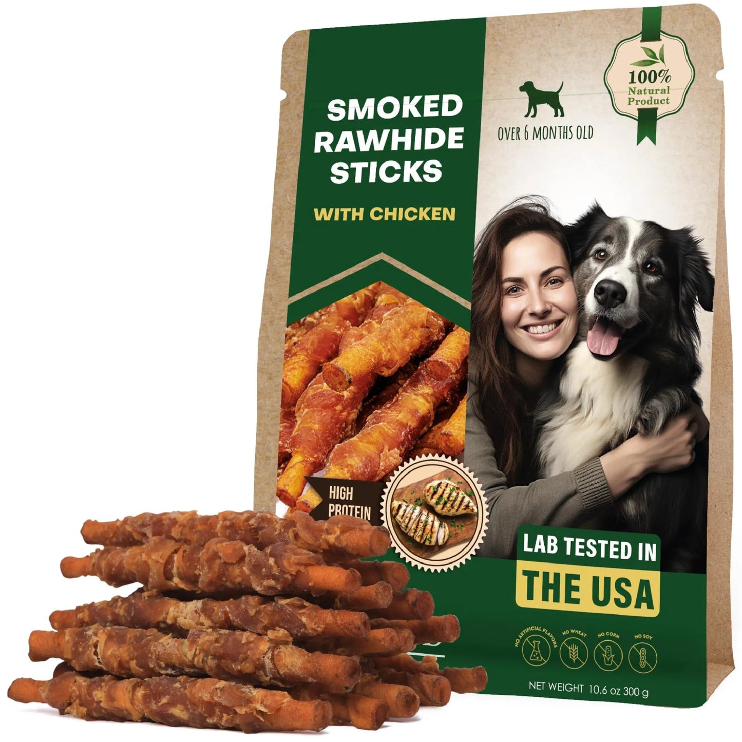 Amazon Factory - Dog Smoked Rawhide Sticks Wrapped Chicken - AMAZON FACTORY