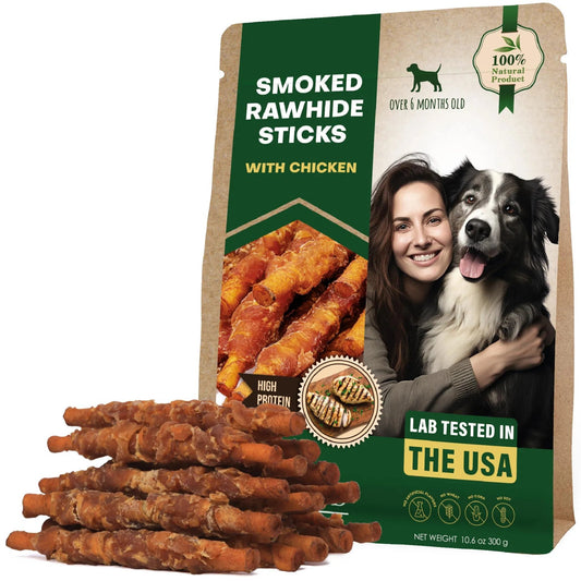 Amazon Factory - Dog Smoked Rawhide Sticks Wrapped Chicken - AMAZON FACTORY