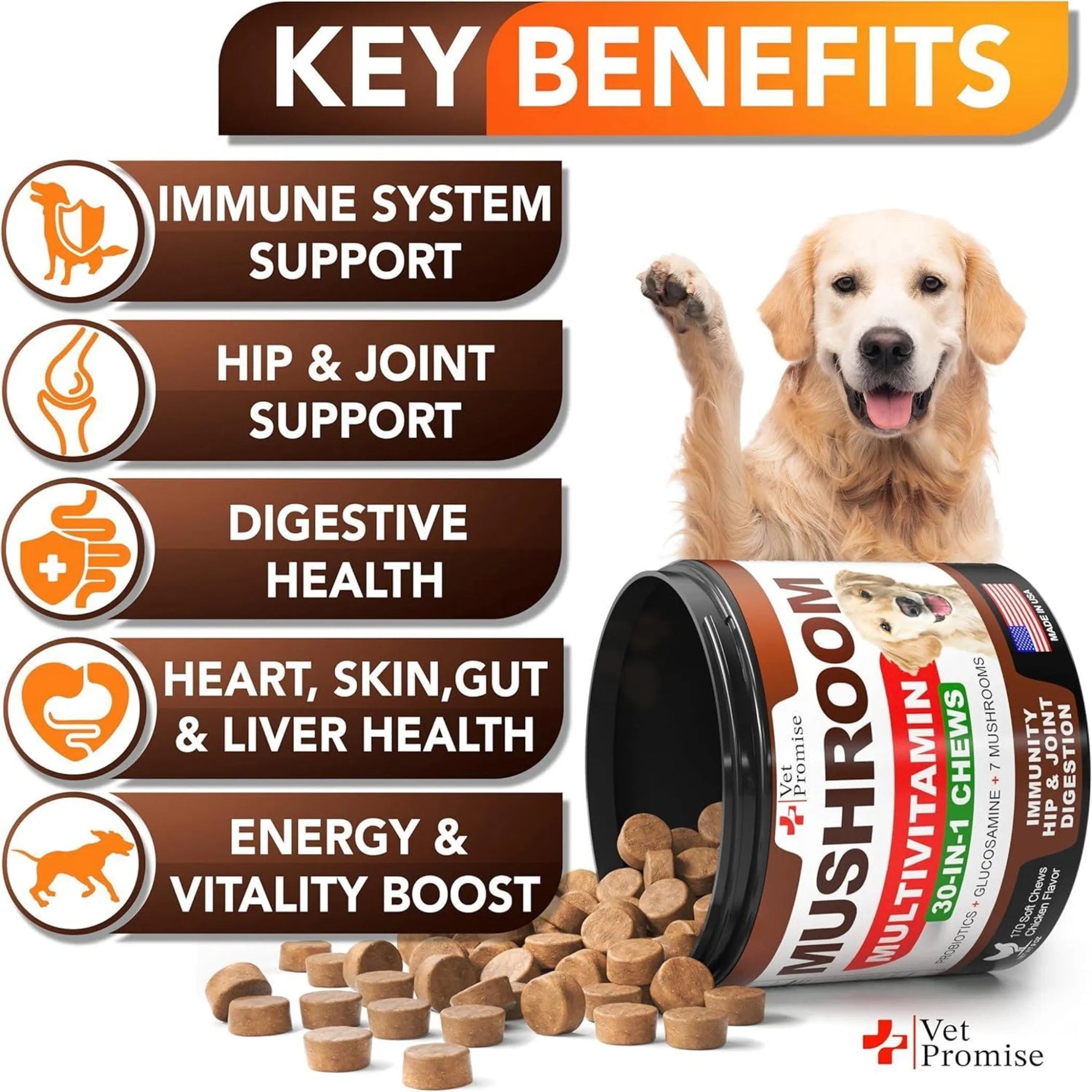 Mushroom Multivitamin 30-In-1 Chews for dogs-AMAZON FACTORY