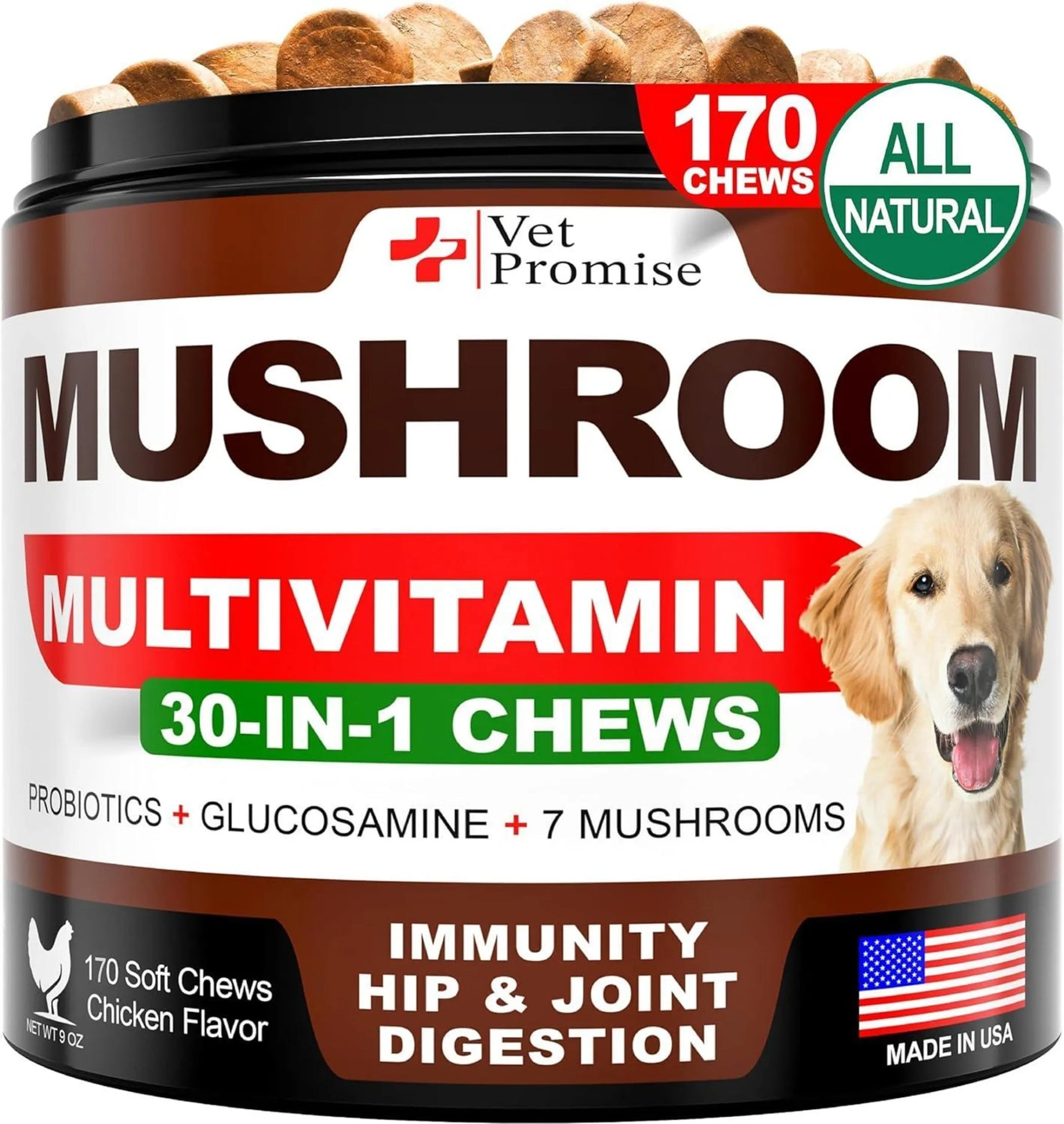 Mushroom Multivitamin 30-In-1 Chews for dogs-AMAZON FACTORY
