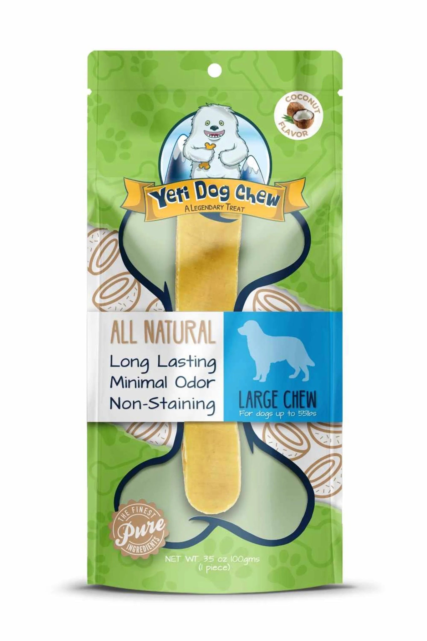 Amazon Factory - Yeti Dog Chews Coconut Large Chews 1 piece 3.5oz - AMAZON FACTORY