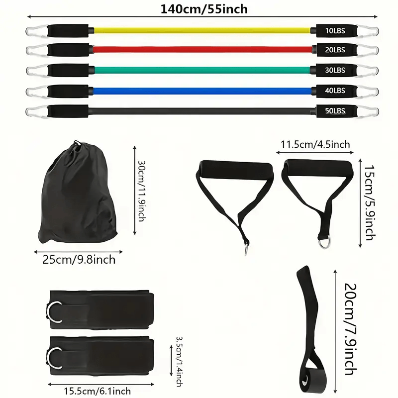 5-Piece Resistance Bands Set – Handles, Door Anchor & Bag-AMAZON FACTORY