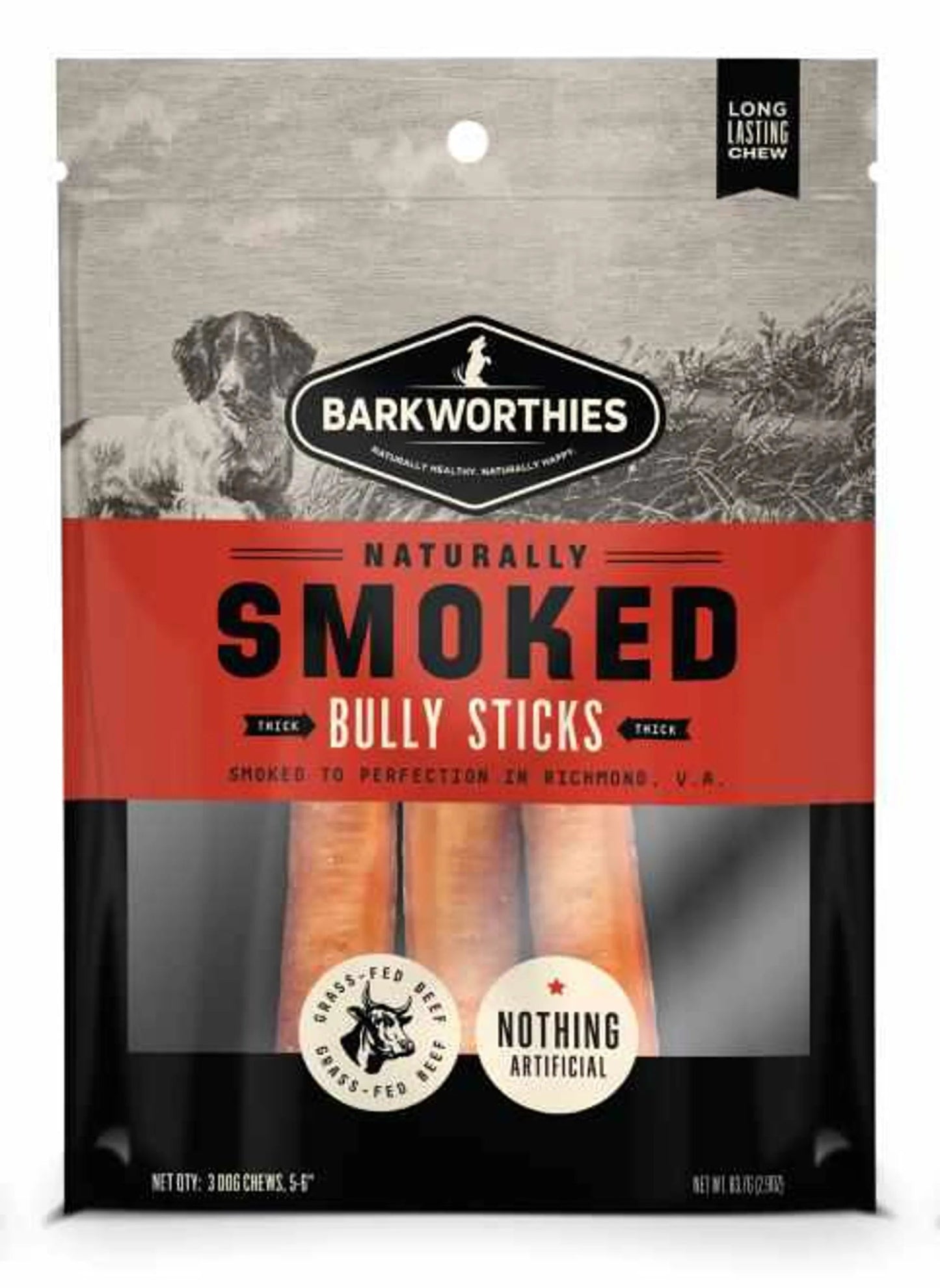 Barkworthies Smoked Bully 6" Thick 3pk - AMAZON FACTORY