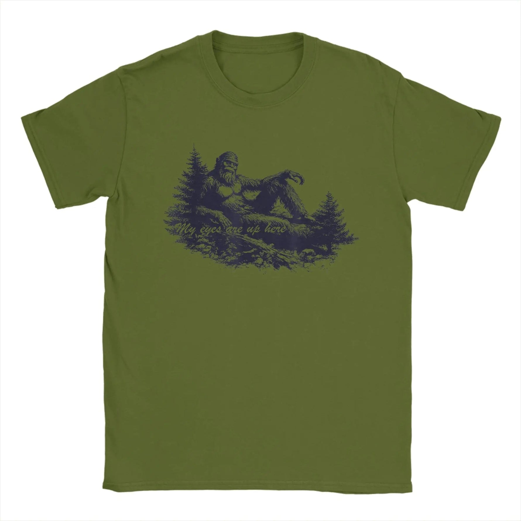 Bigfoot-s Deep Thoughts My Eyes are Up Here Men's T Shirts Funny Tees Short Sleeve Crewneck T-Shirt Cotton Printing Clothing-AMAZON FACTORY