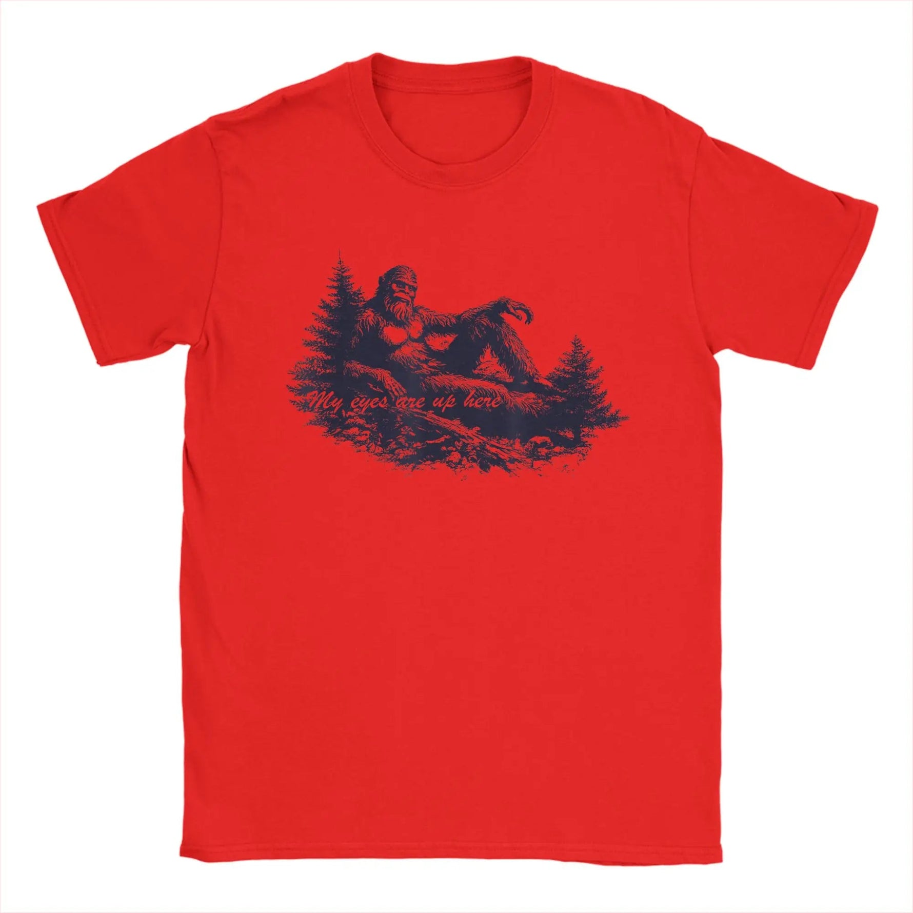 Bigfoot-s Deep Thoughts My Eyes are Up Here Men's T Shirts Funny Tees Short Sleeve Crewneck T-Shirt Cotton Printing Clothing-AMAZON FACTORY