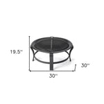 Black Steel Round Wood Burning Fire Pit - AMAZON FACTORY