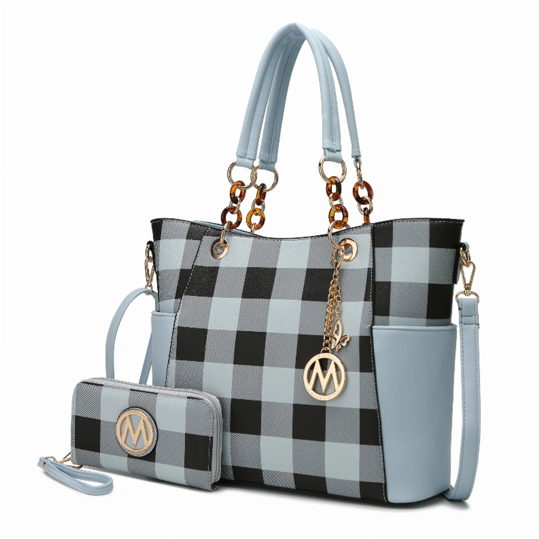 Bonita Checker Tote Bag & Wallet - AMAZON FACTORY
