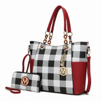 Bonita Checker Tote Bag & Wallet - AMAZON FACTORY