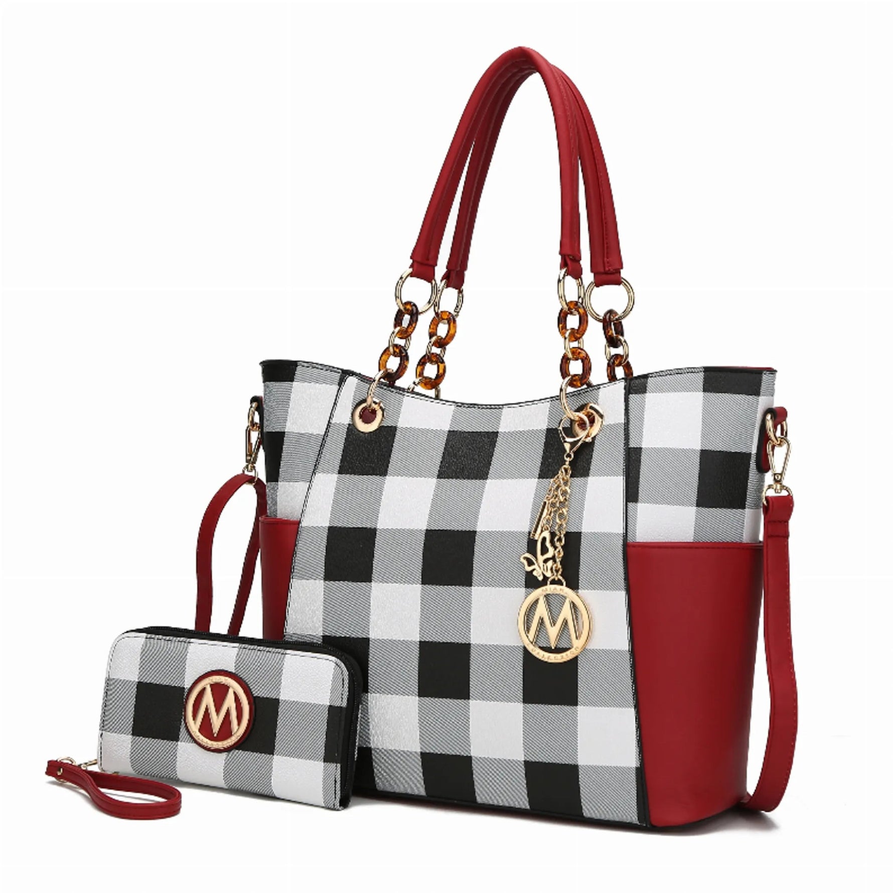 Bonita Checker Tote Bag & Wallet - AMAZON FACTORY