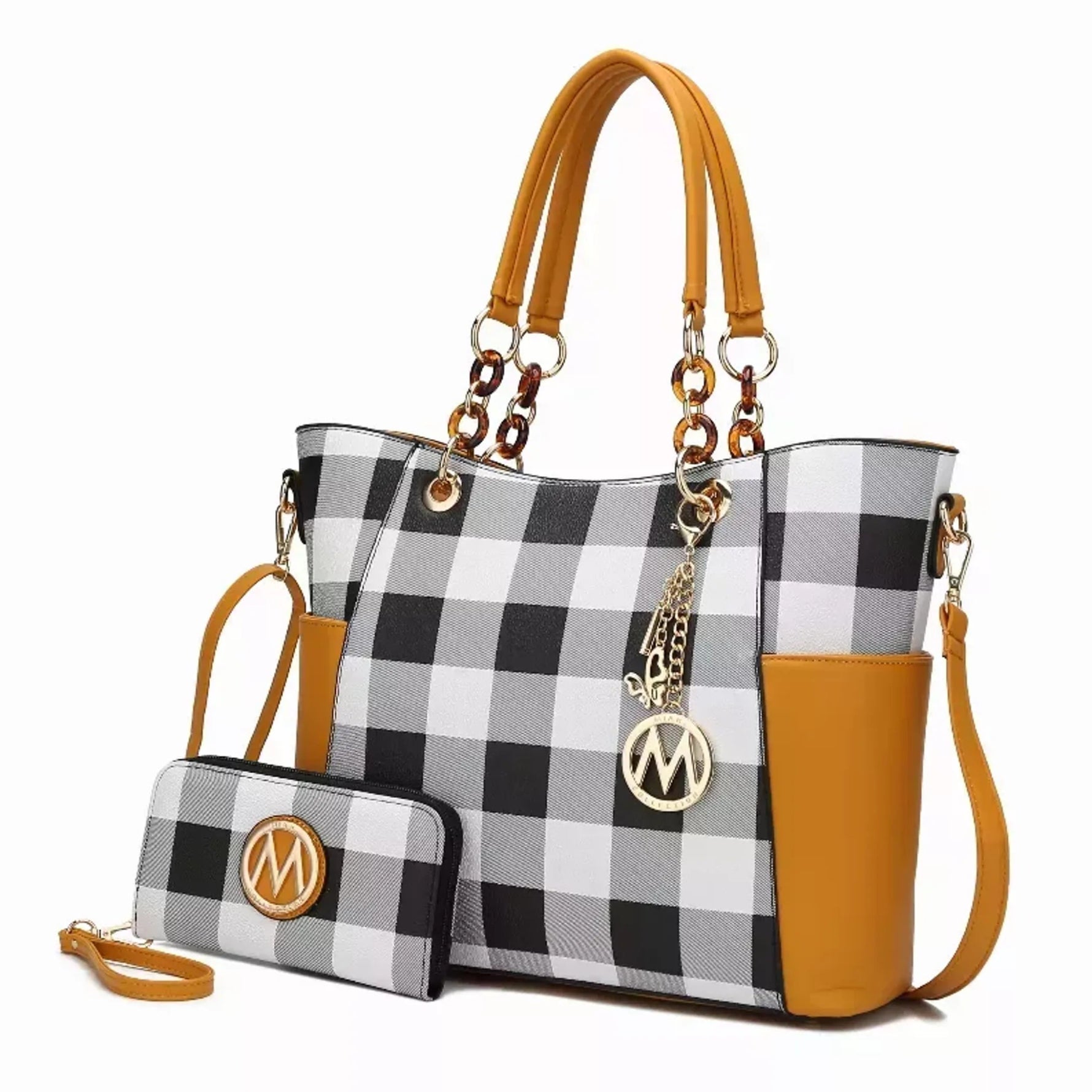 Bonita Checker Tote Bag & Wallet - AMAZON FACTORY