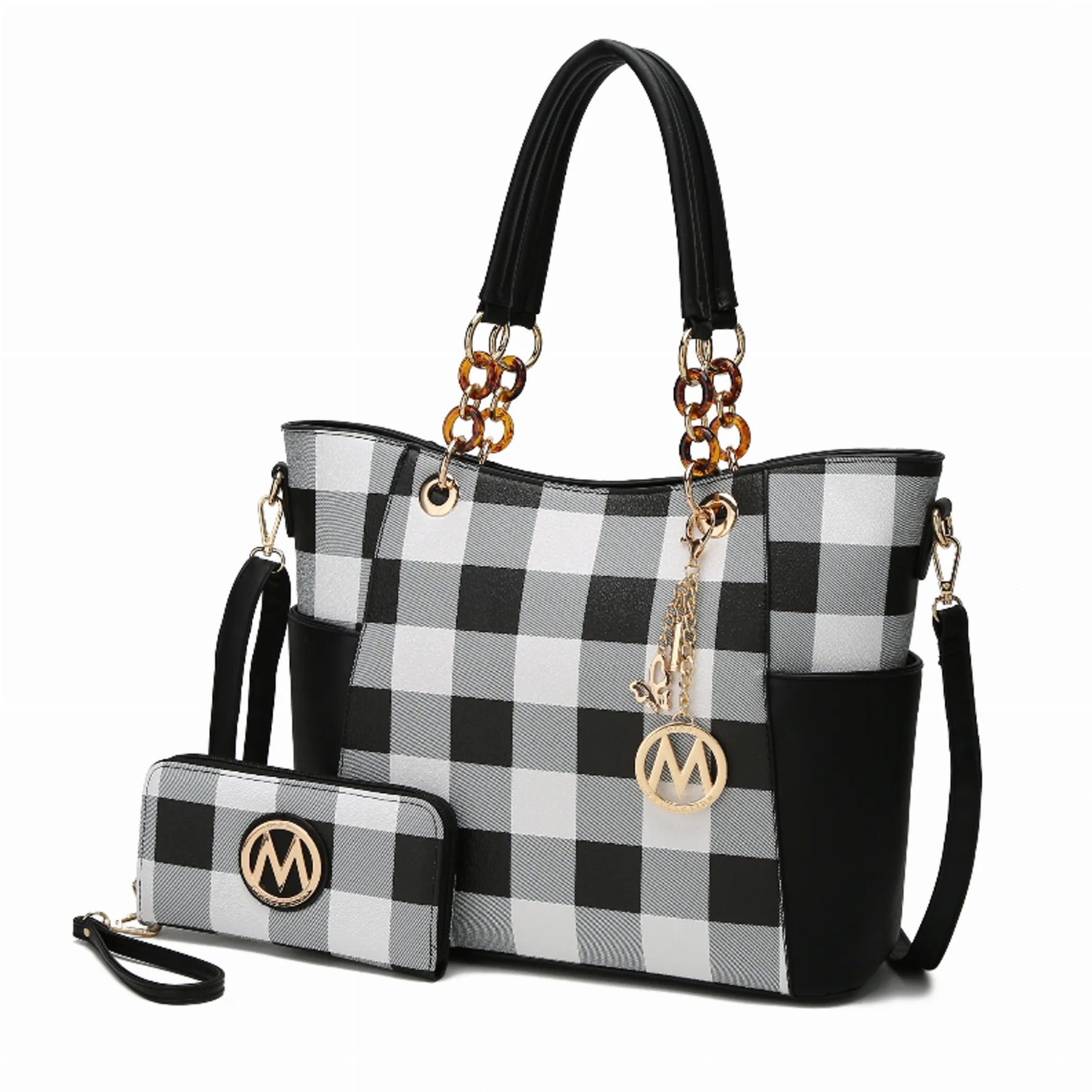 Bonita Checker Tote Bag & Wallet - AMAZON FACTORY