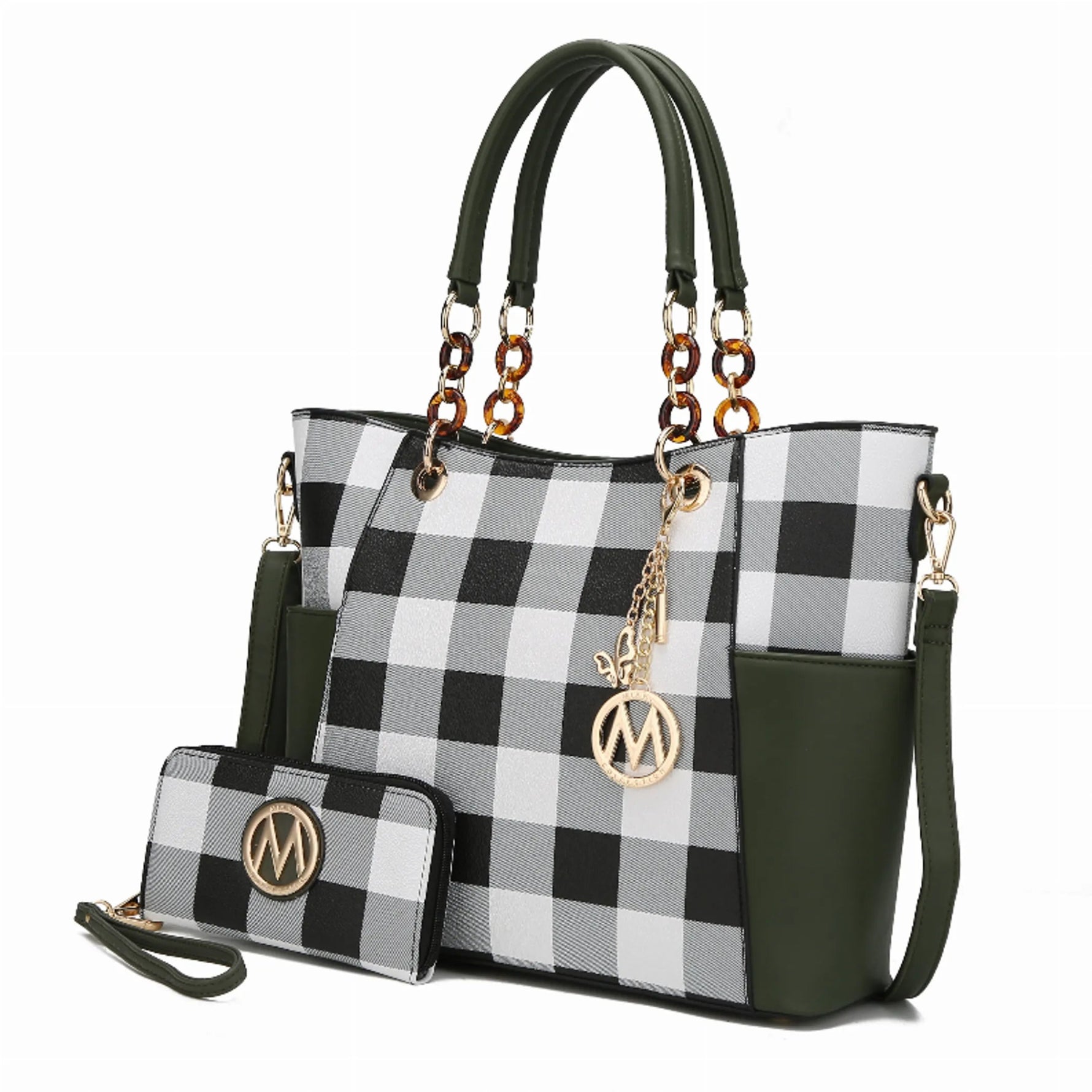 Bonita Checker Tote Bag & Wallet - AMAZON FACTORY