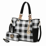 Bonita Checker Tote Bag & Wallet - AMAZON FACTORY