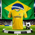 Brazil National Soccer Team Sports Jersey Top Loose Fast Drying FamilyMatching Short Sleeved Summer Outdoor Fitness T-shirt-AMAZON FACTORY
