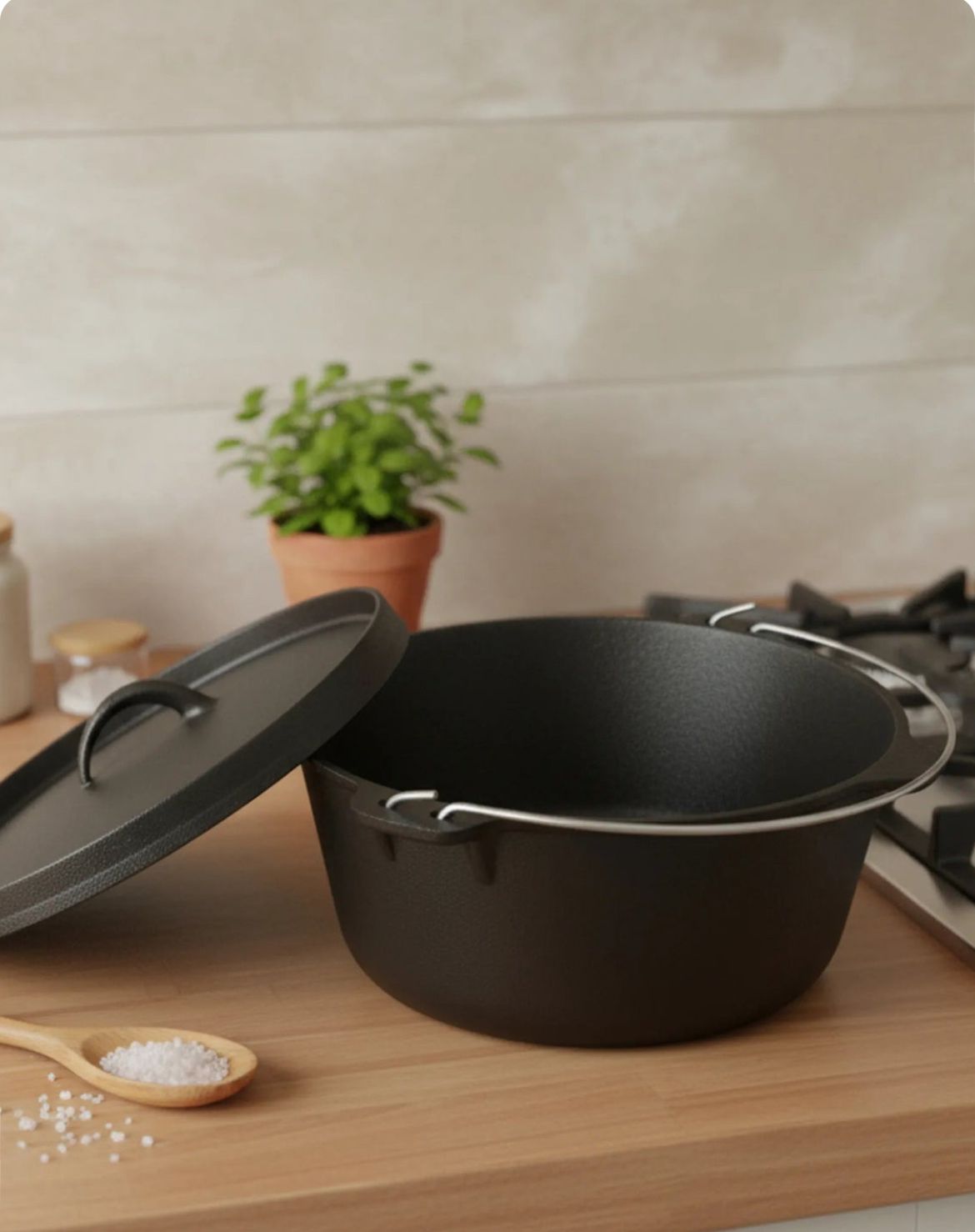 Cast Iron Dutch Oven Stock Pot-Black-AMAZON FACTORY