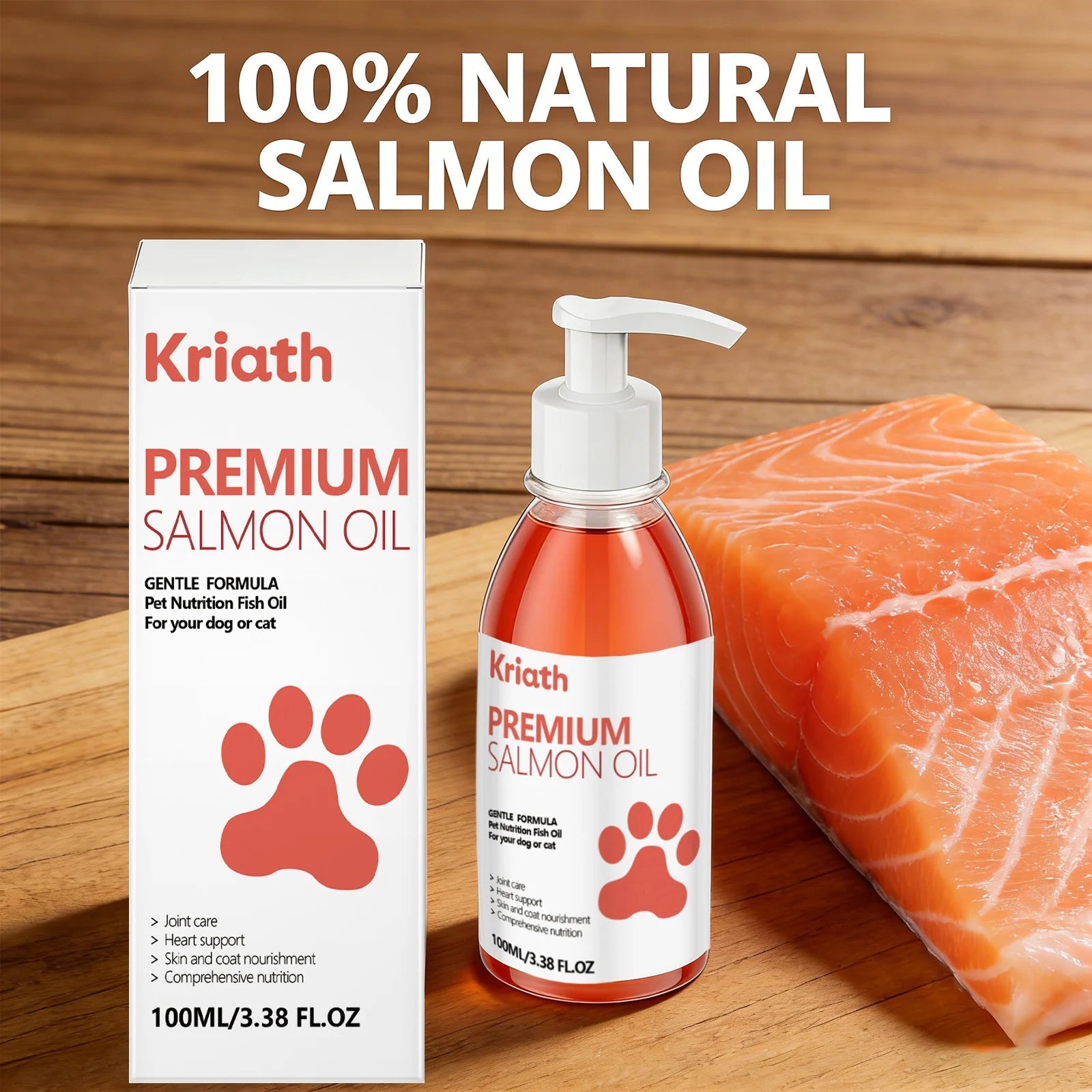 Cat Premium Salmon Oil Nourishing Skin Smooth Hair Protect Joint Support Heart Health Gentle Body Care Pet Nutrition Supplement - AMAZON FACTORY