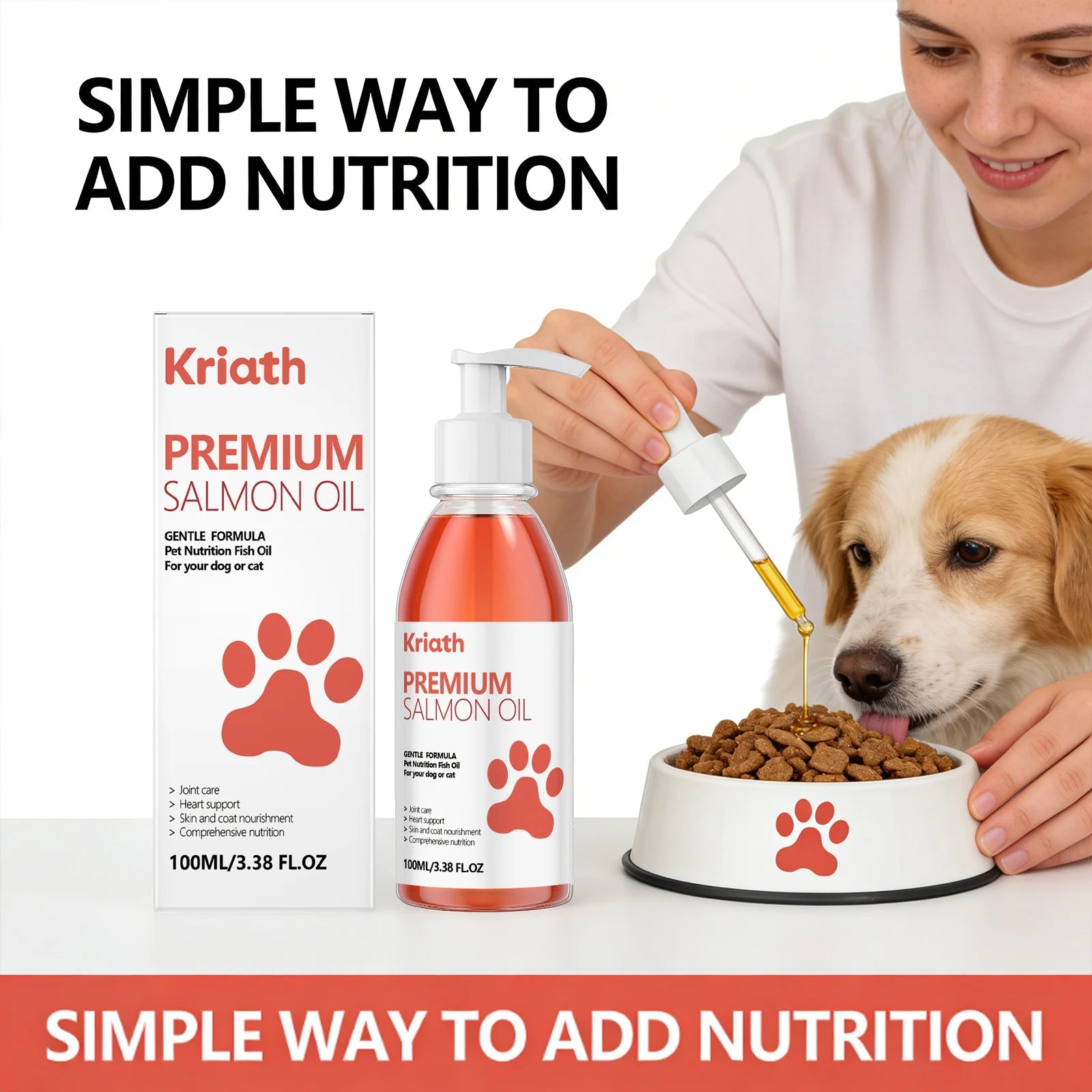 Cat Premium Salmon Oil Nourishing Skin Smooth Hair Protect Joint Support Heart Health Gentle Body Care Pet Nutrition Supplement - AMAZON FACTORY