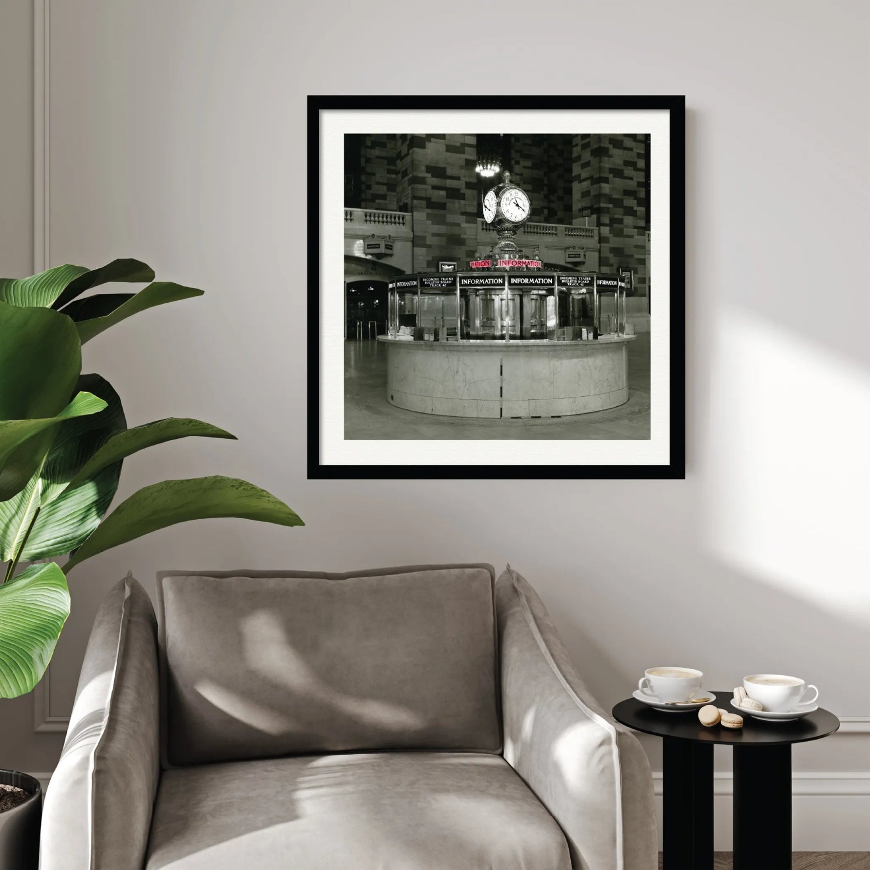 Courtside Market Grand Central - Information Booth & Clock Framed Canvas-AMAZON FACTORY