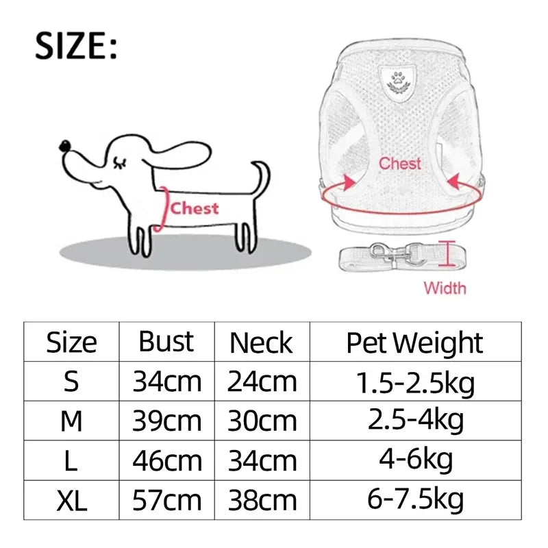 Dogs and Cats Harness Vest Walking Lead Leash For Puppy Dogs Collar Polyester Adjustable-AMAZON FACTORY