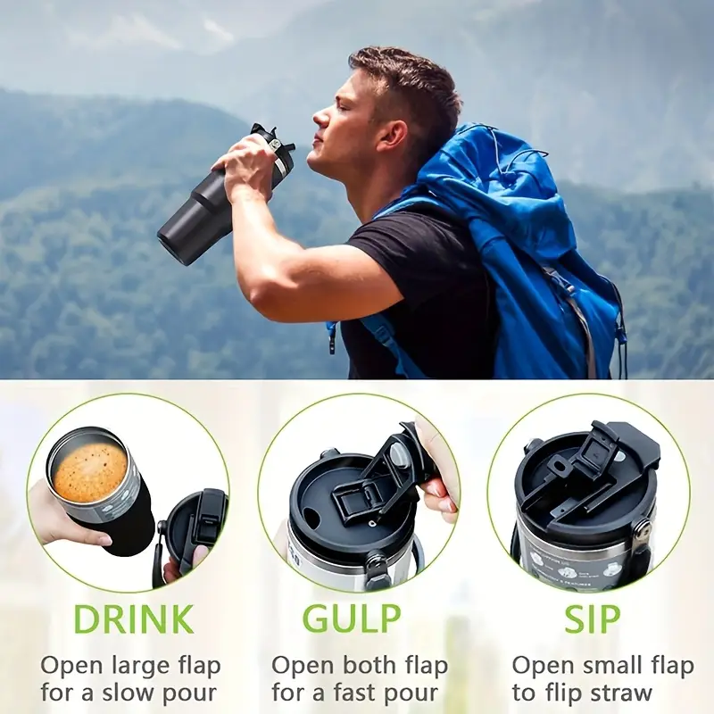 40-ounce Black Water Cup Stainless Steel Bottle, Exercise Water Cup, A New Container for a perfect