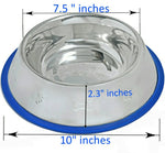 Set of - 02count - Etched Stainless Steel Dog Bowls with Blue Silicone Base-AMAZON FACTORY