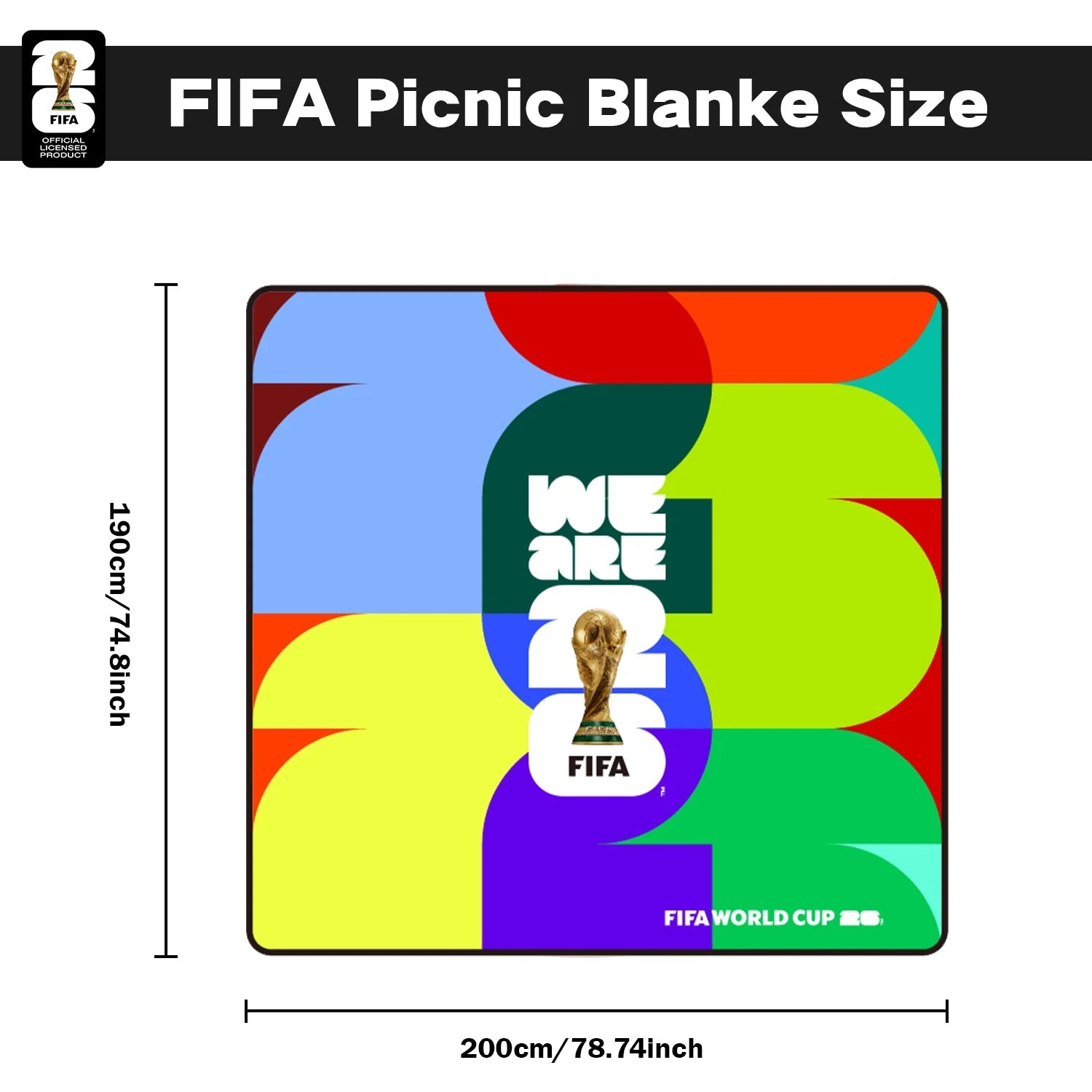 FIFA WORLD CUP 2026 Official Picnic Mat, Extra Large Foldable Outdoor Blankets FIFA Picnic Mat for Beach,Soccer Fan Camping Gift-AMAZON FACTORY