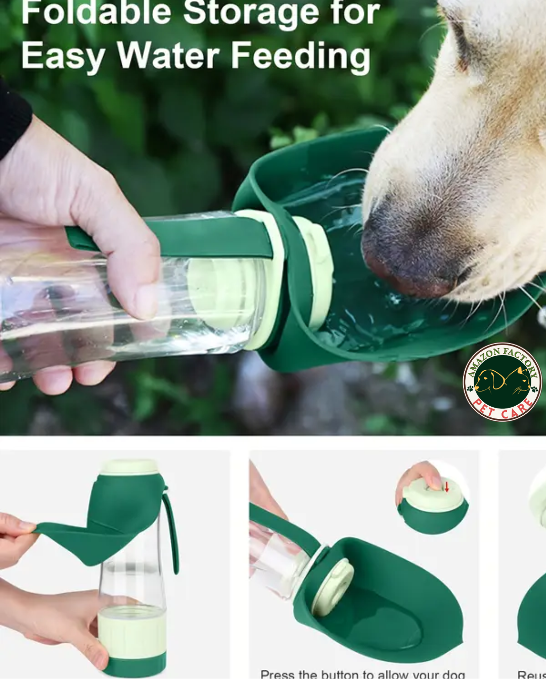 The New Amazon Factory's Portable Dog Water Bottle & Food Bowls, All-in-One Accessories