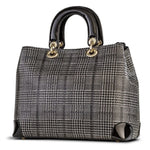 Galina Tweed Leather Sparkling Black and Silver Print (Large) Handbag - AMAZON FACTORY
