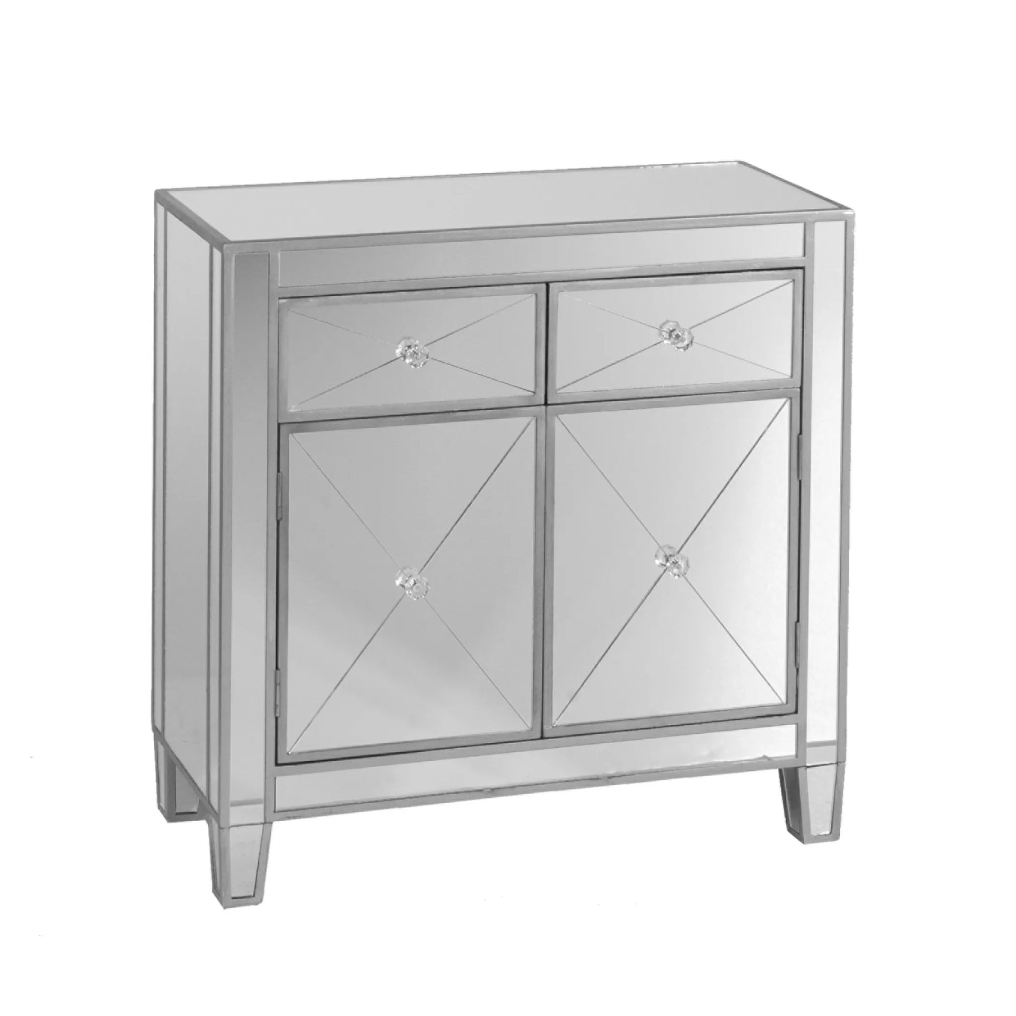 Glamorous Mirrored Bling Two Door Storage Accent Cabinet-AMAZON FACTORY