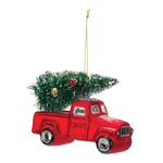 Glittered Glass Pickup Truck Ornament - AMAZON FACTORY