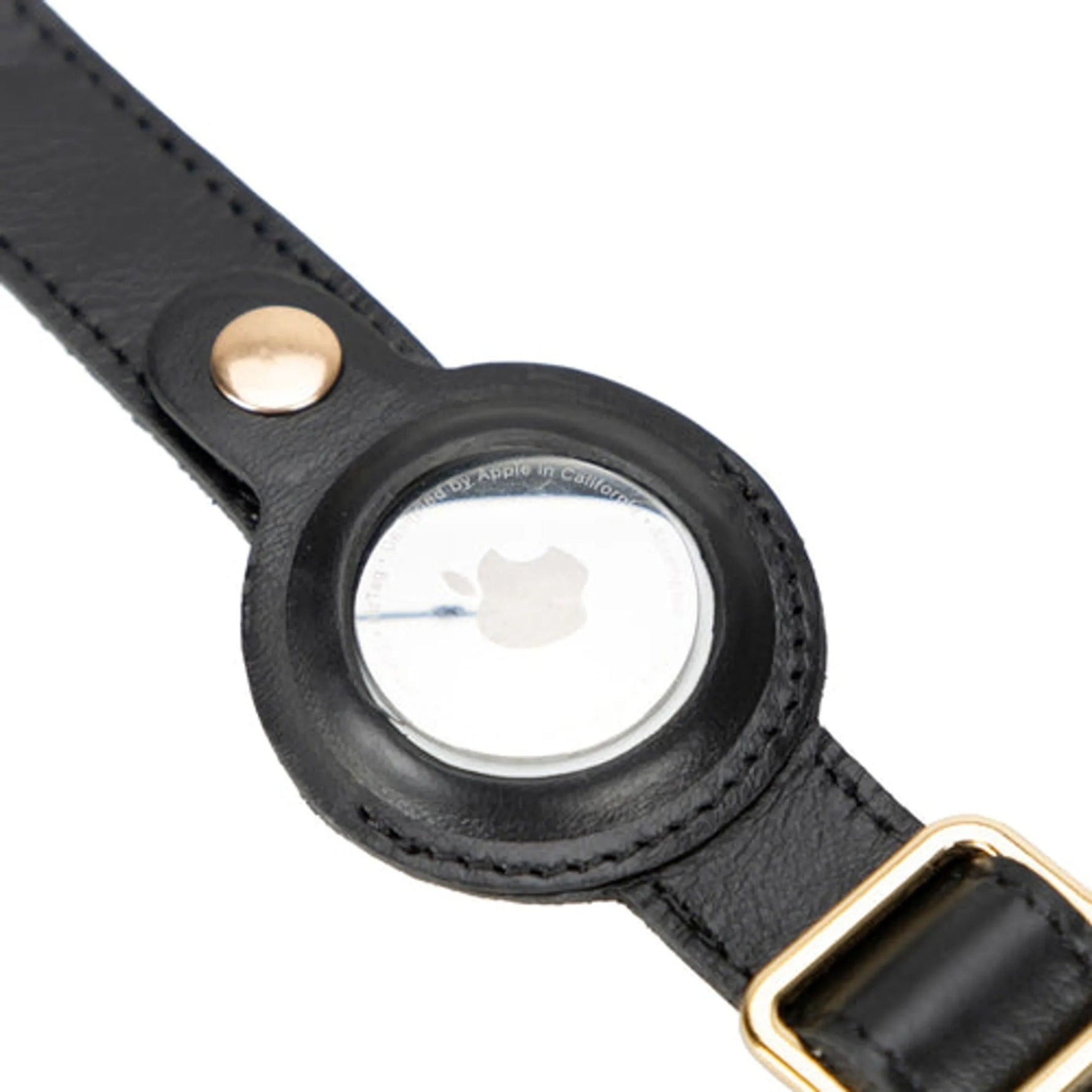 Golden Leather Dog Collars with *Apple Air-Tag Slot|*Apple Airplay devices are not included with the collar.-AMAZON FACTORY