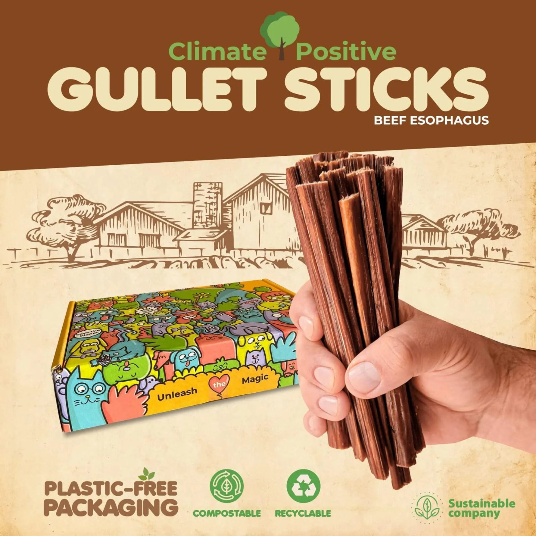 Gullet Sticks 100% Natural Beef Esophagus Dog Chews-AMAZON FACTORY