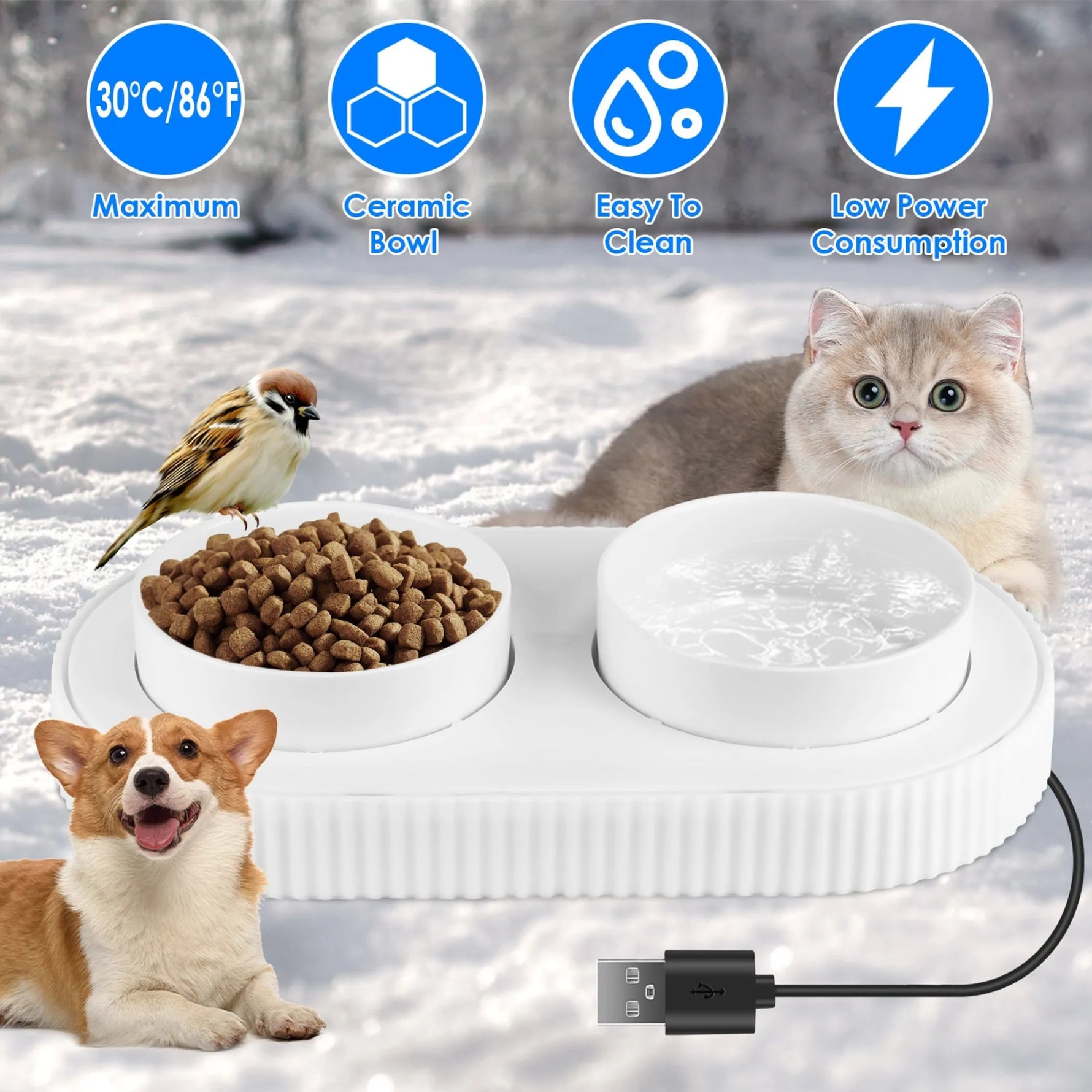 Heated Water Bowl For Dogs And Cats Ceramic Heated Pet-AMAZON FACTORY