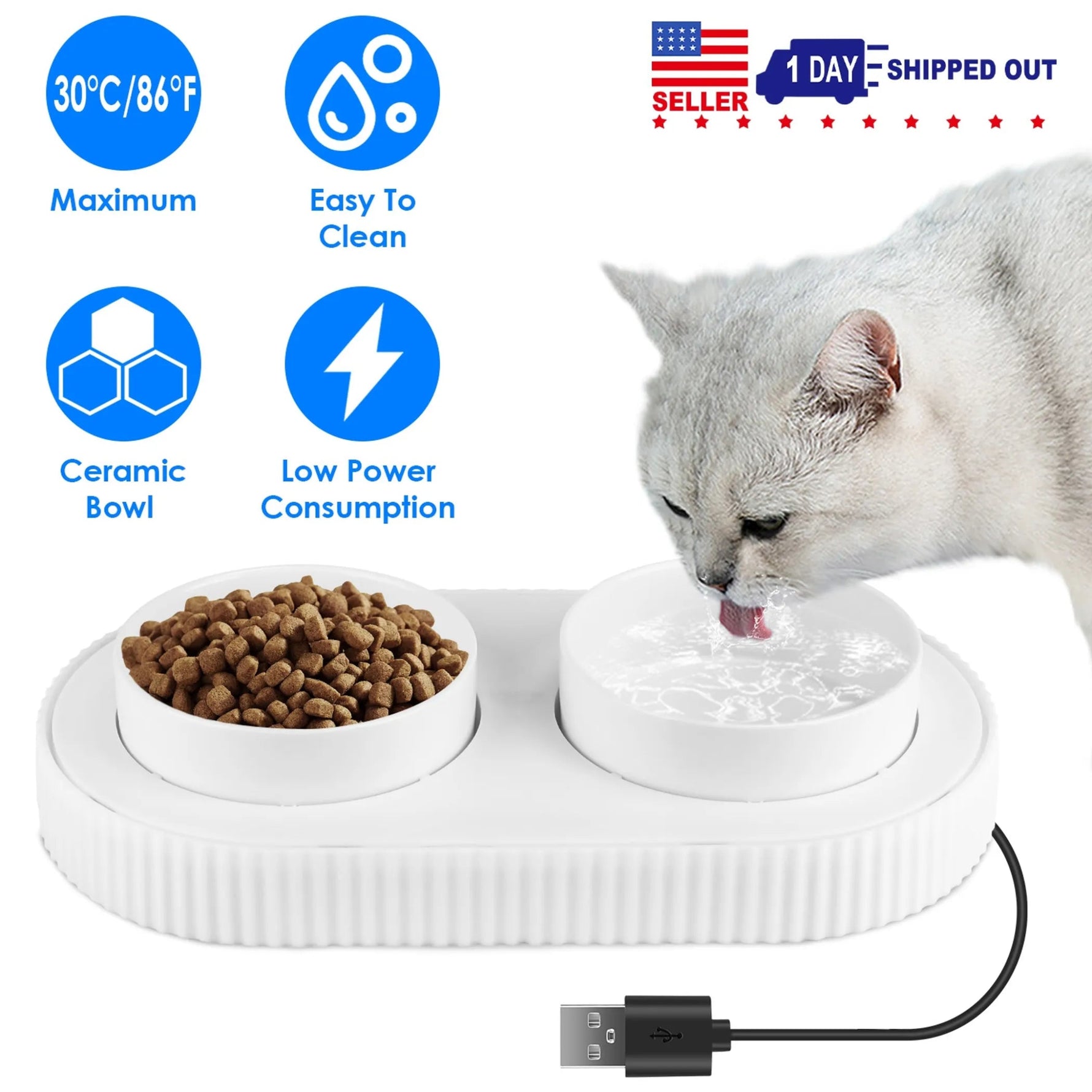 Heated Water Bowl For Dogs And Cats Ceramic Heated Pet-AMAZON FACTORY