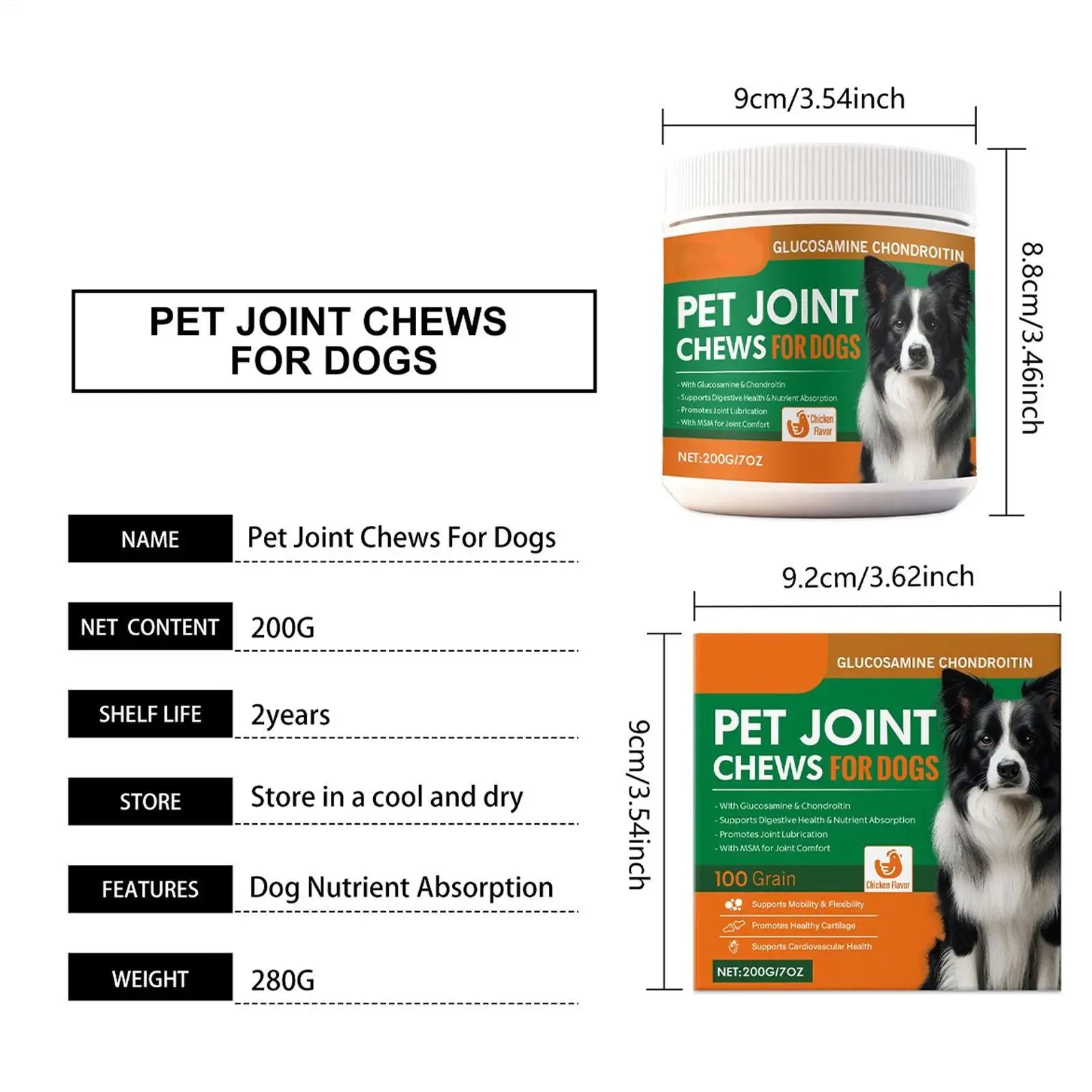 Hip And Joint Supplement Dogs Chewable Pill Nutrient 100 - piece Joint Support For Dogs For Home Travel Daily Care Digestive - AMAZON FACTORY