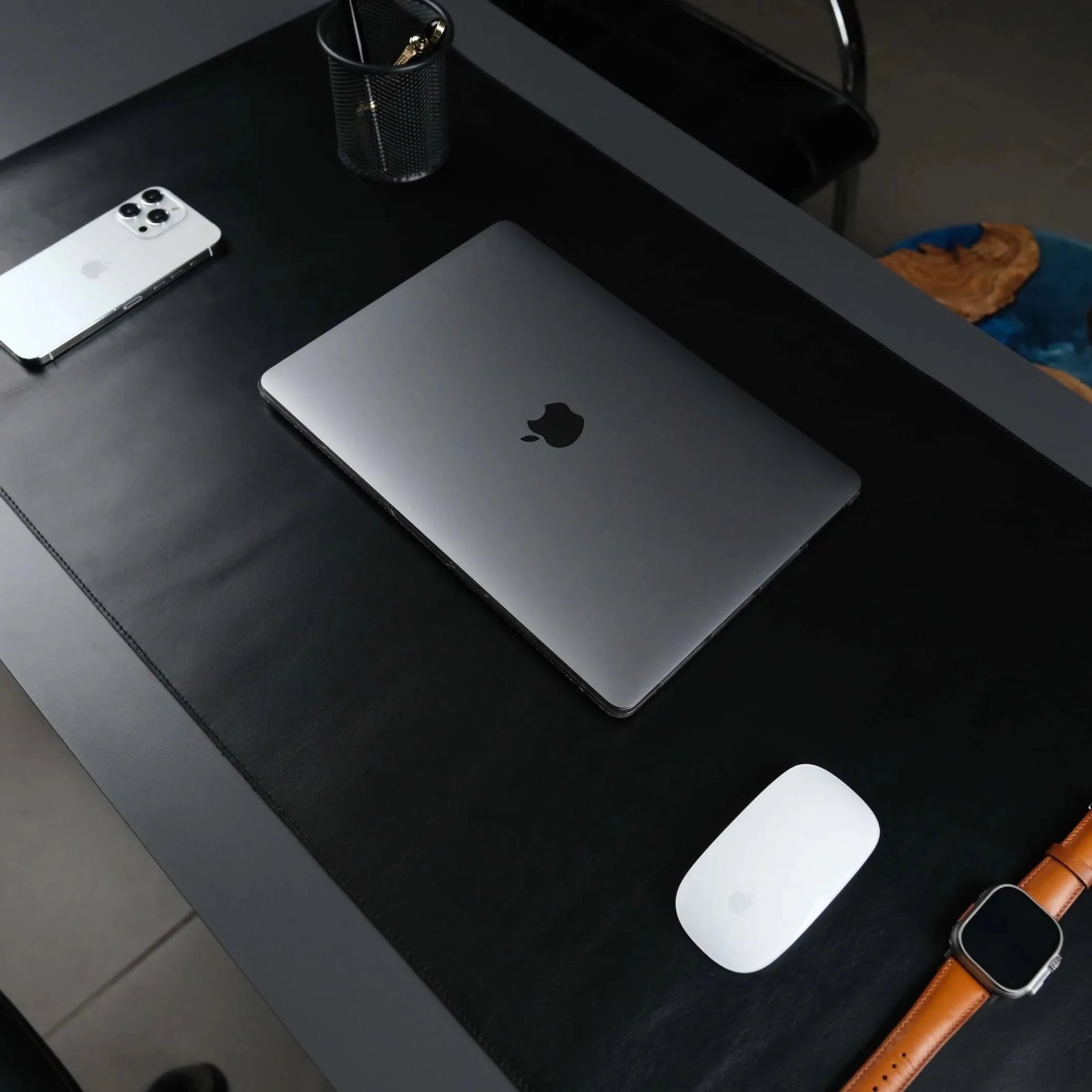 Jersey Black Leather Desk Pad for Office and Home-AMAZON FACTORY