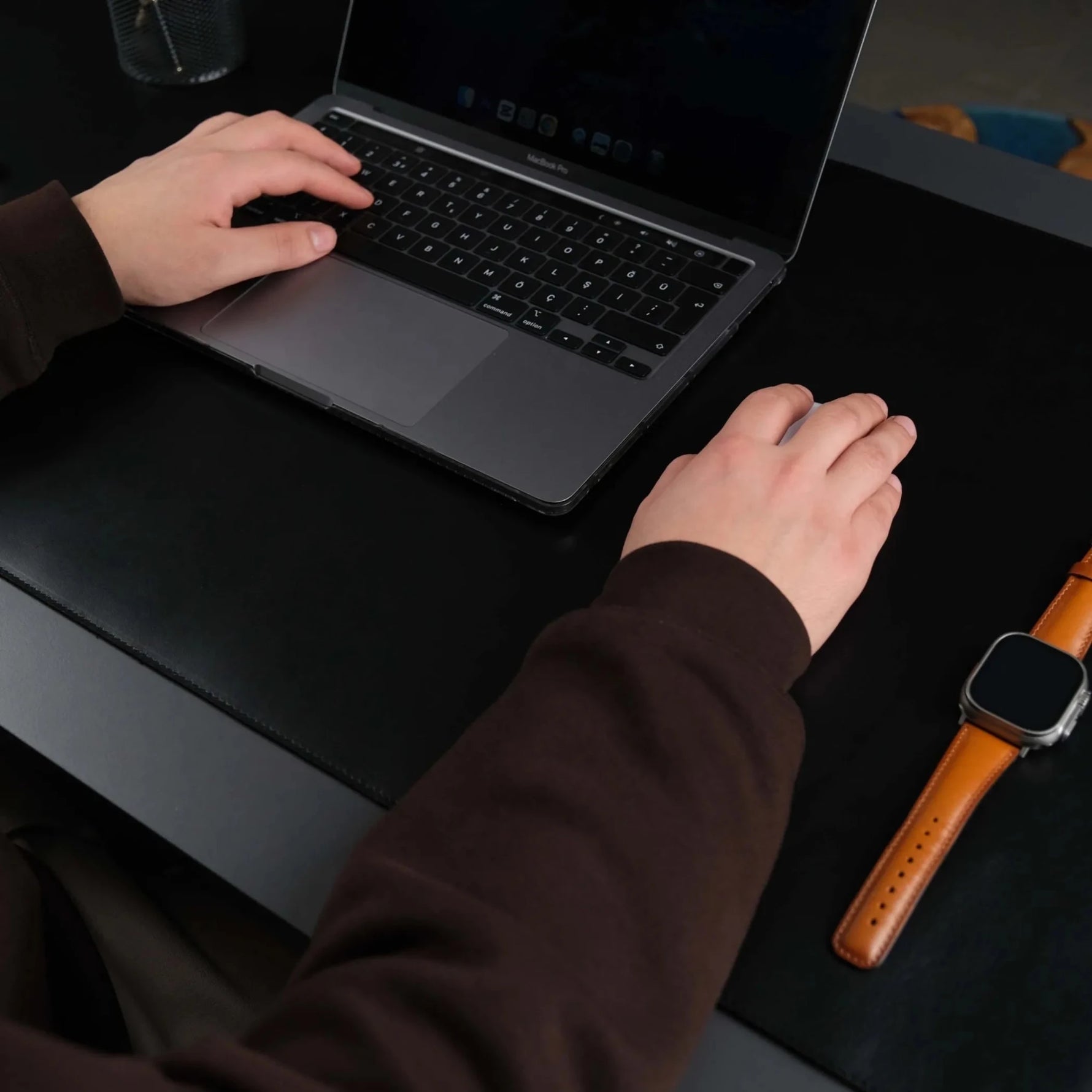 Jersey Black Leather Desk Pad for Office and Home-AMAZON FACTORY