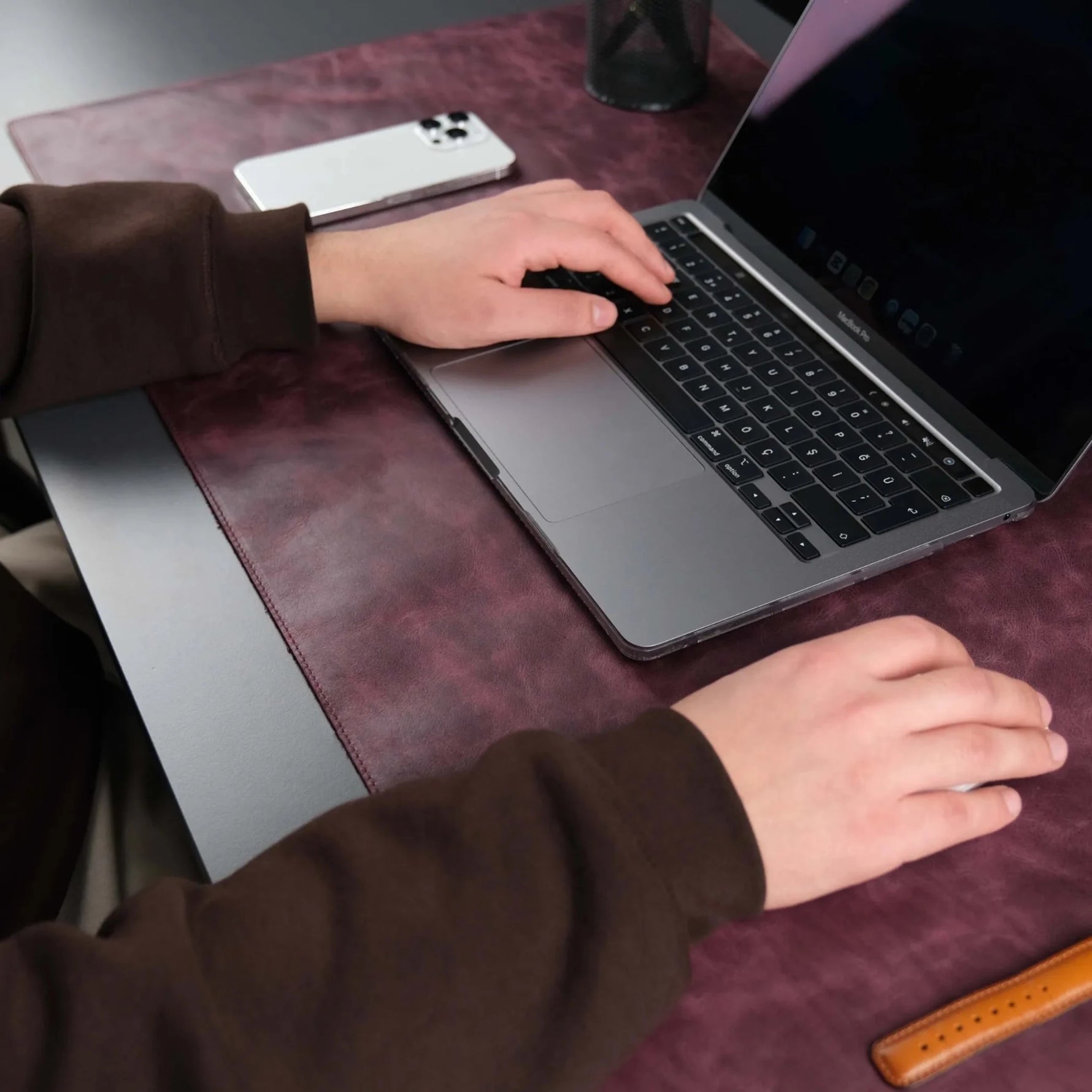 Jersey Purple Leather Desk Pad for Office and Home-AMAZON FACTORY