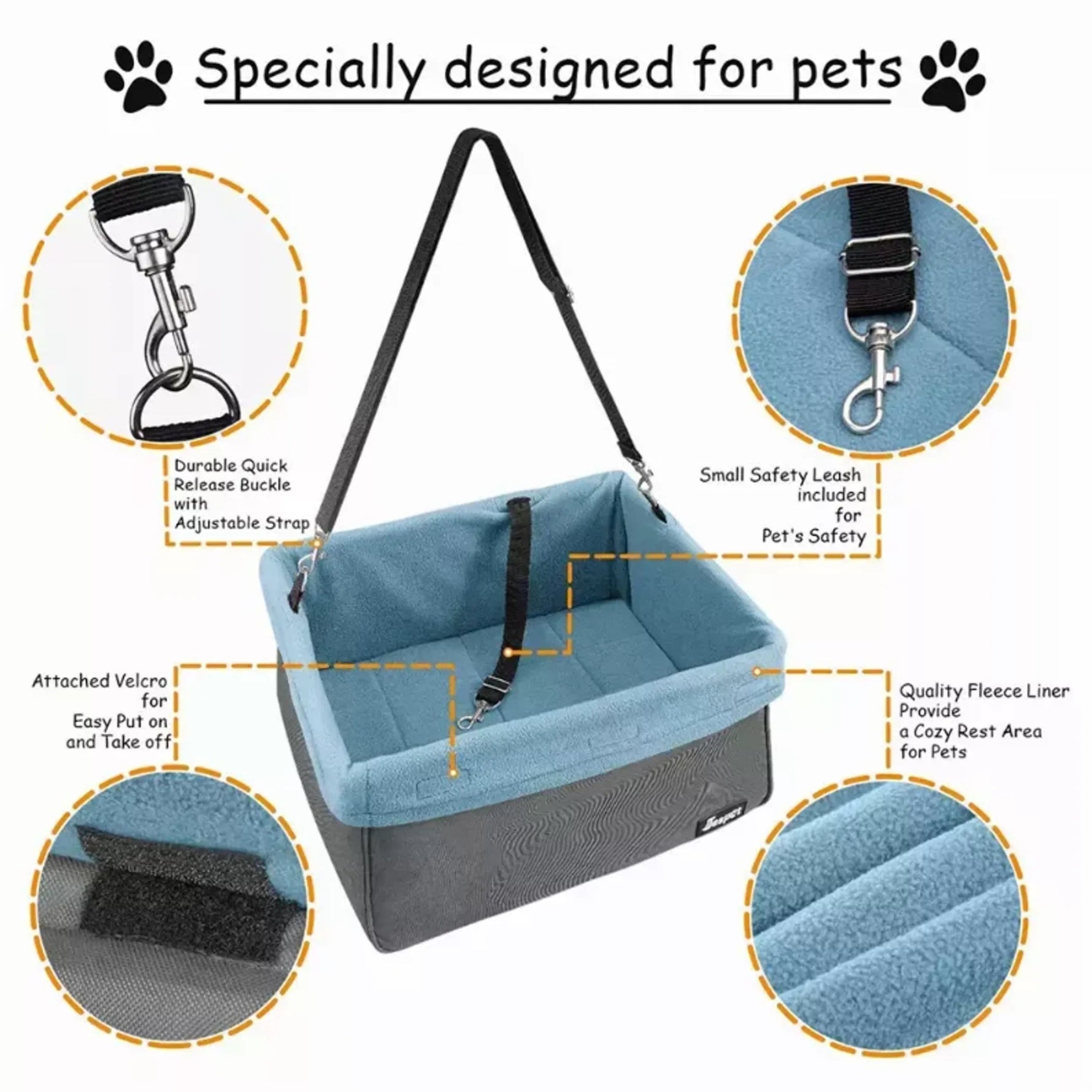 JESPET & GOOPAWS Dog Car Booster Seat with Seat Belt – for Pets up to 24lbs-AMAZON FACTORY
