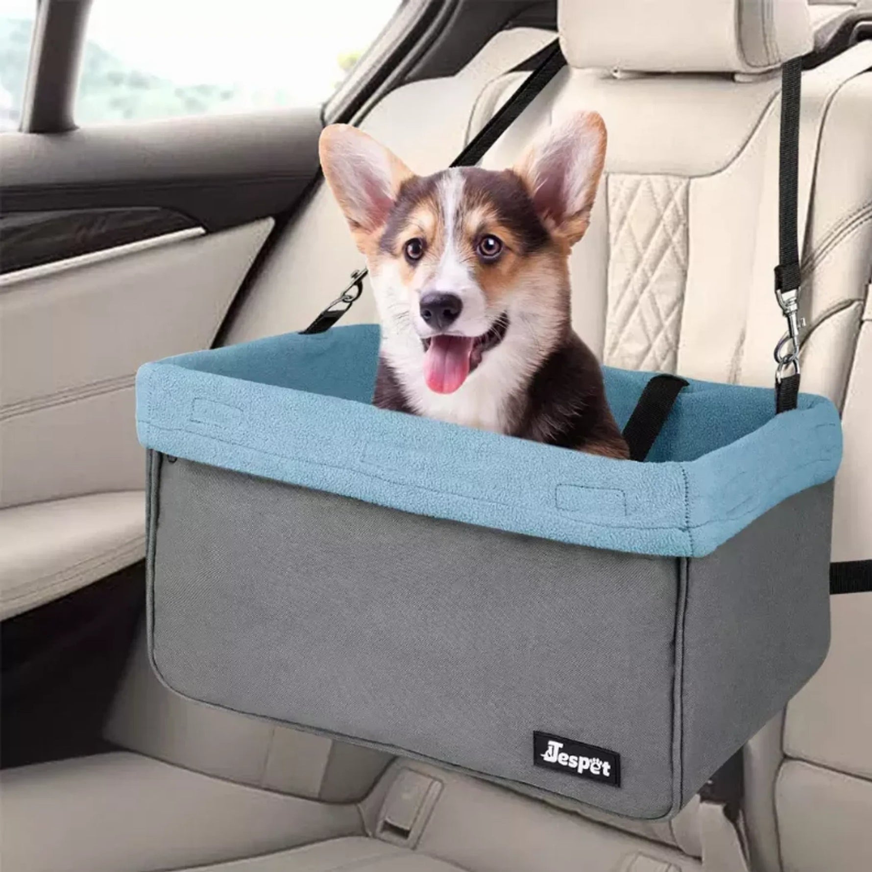 JESPET & GOOPAWS Dog Car Booster Seat with Seat Belt – for Pets up to 24lbs-AMAZON FACTORY