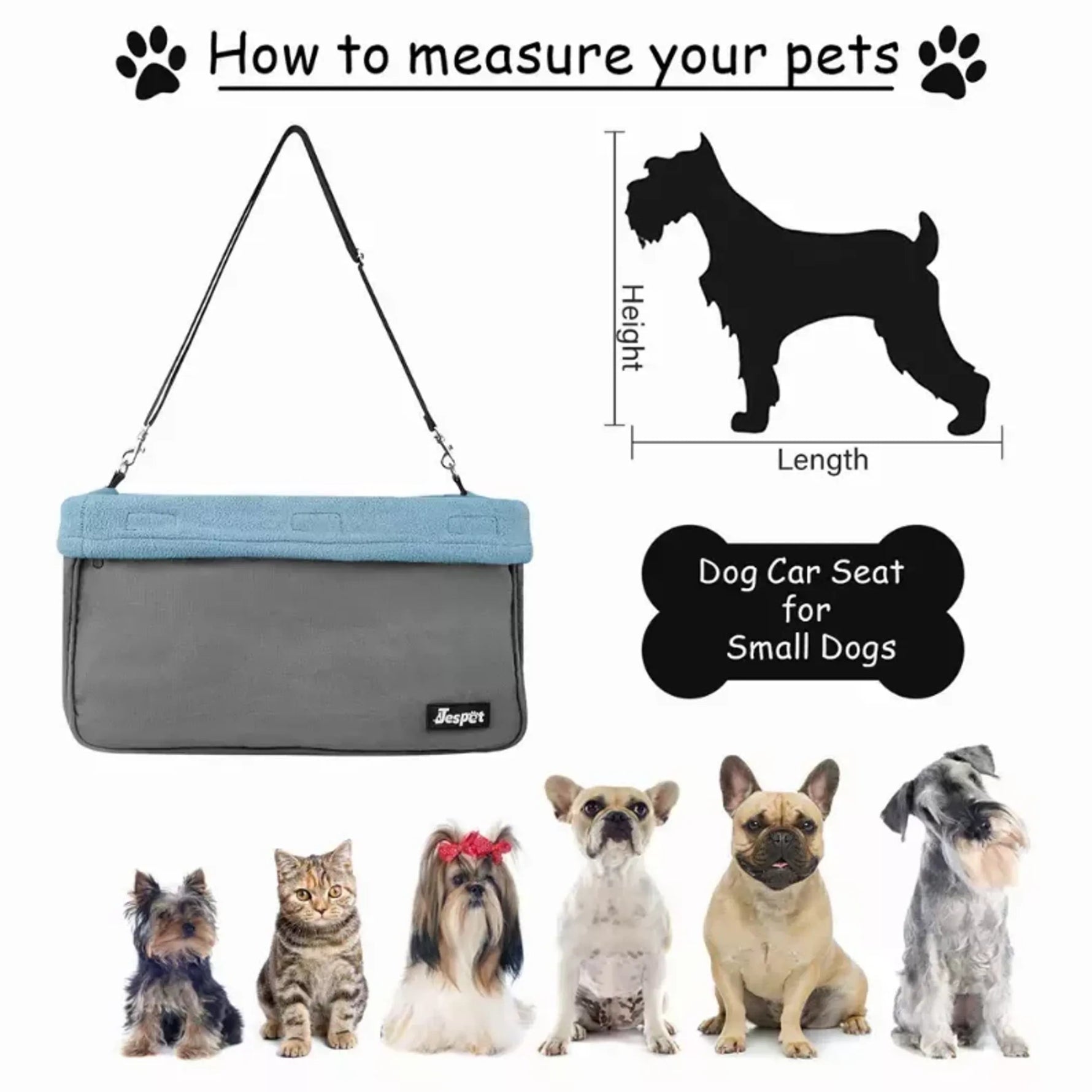 JESPET & GOOPAWS Dog Car Booster Seat with Seat Belt – for Pets up to 24lbs-AMAZON FACTORY