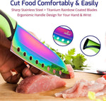 Kitchen Knife Set Kit 5 Dishwasher Safe Colorful Knives Knife Sharpener & Magnetic Wall Bar Titanium Non Stick Plating Stainless Steel-AMAZON FACTORY