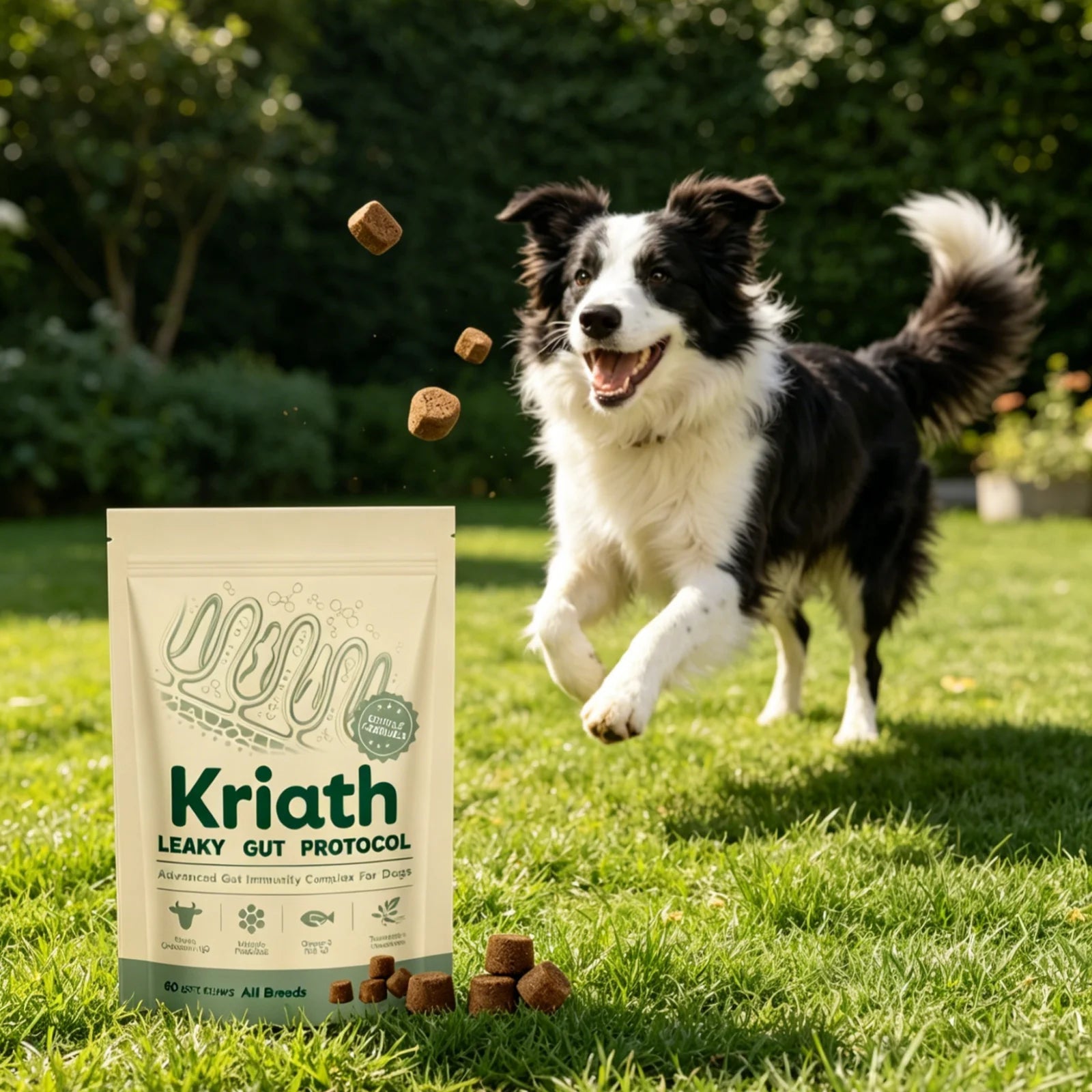 Kriath Daily Gut Care Supplement Relieve Gastrointestinal Discomfort Smooth Silky Hair Protecting Health Dog Probiotic Soft Chew - AMAZON FACTORY