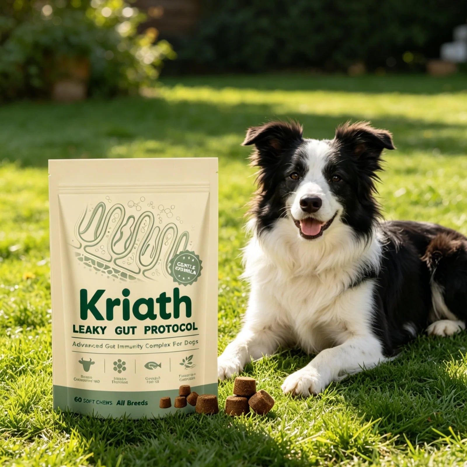 Kriath Daily Gut Care Supplement Relieve Gastrointestinal Discomfort Smooth Silky Hair Protecting Health Dog Probiotic Soft Chew - AMAZON FACTORY